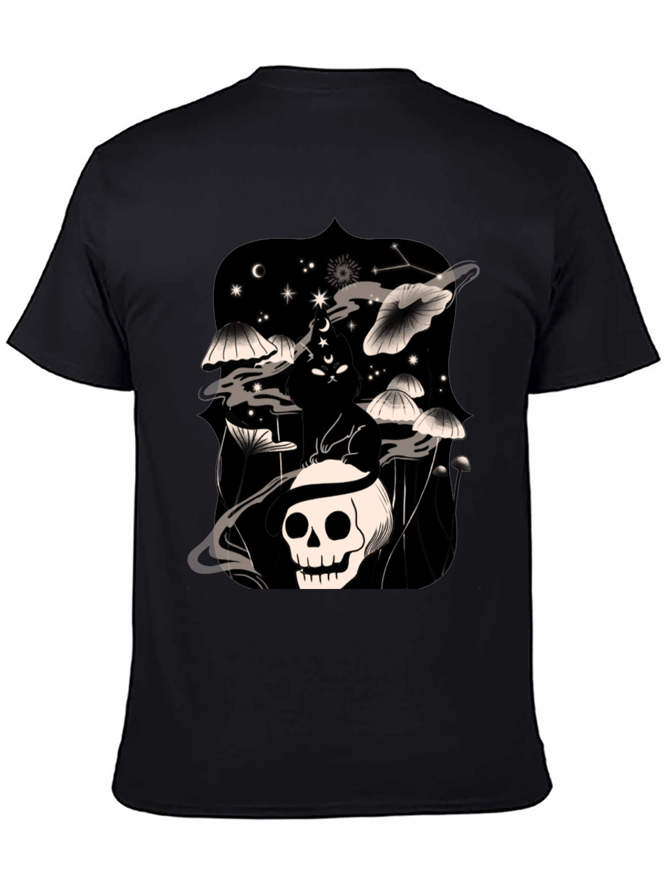 Skull & Mushroom Black Graphic Tee