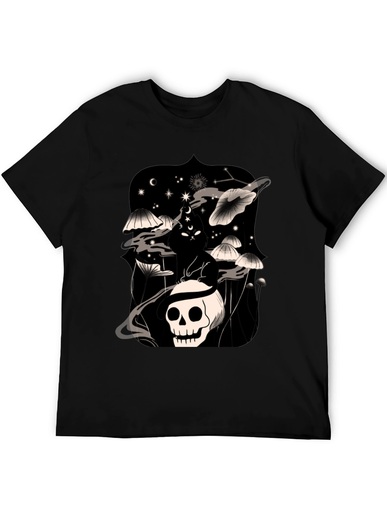 Skull & Mushroom Black Graphic Tee