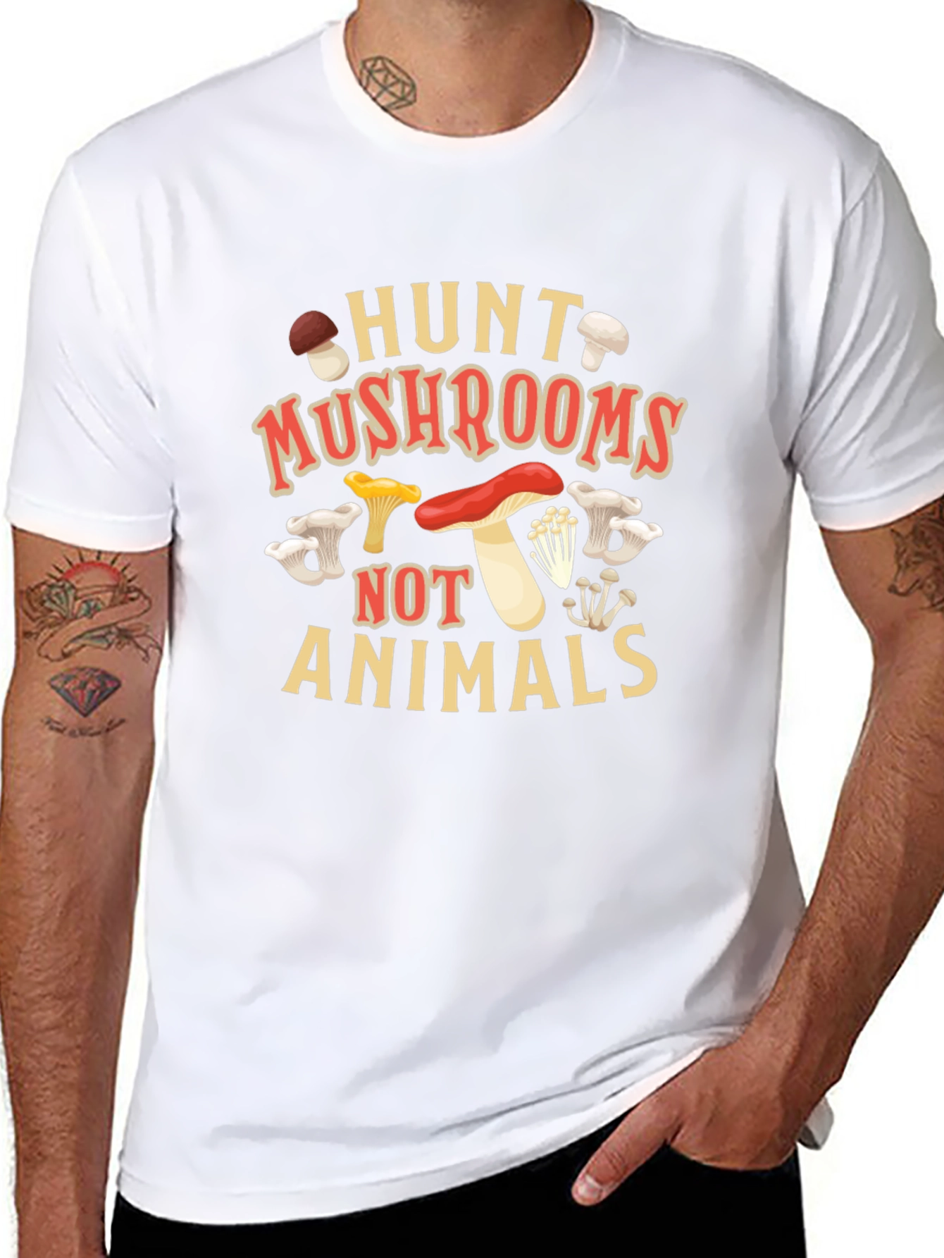 Hunt Mushrooms Not Animals Graphic T-Shirt