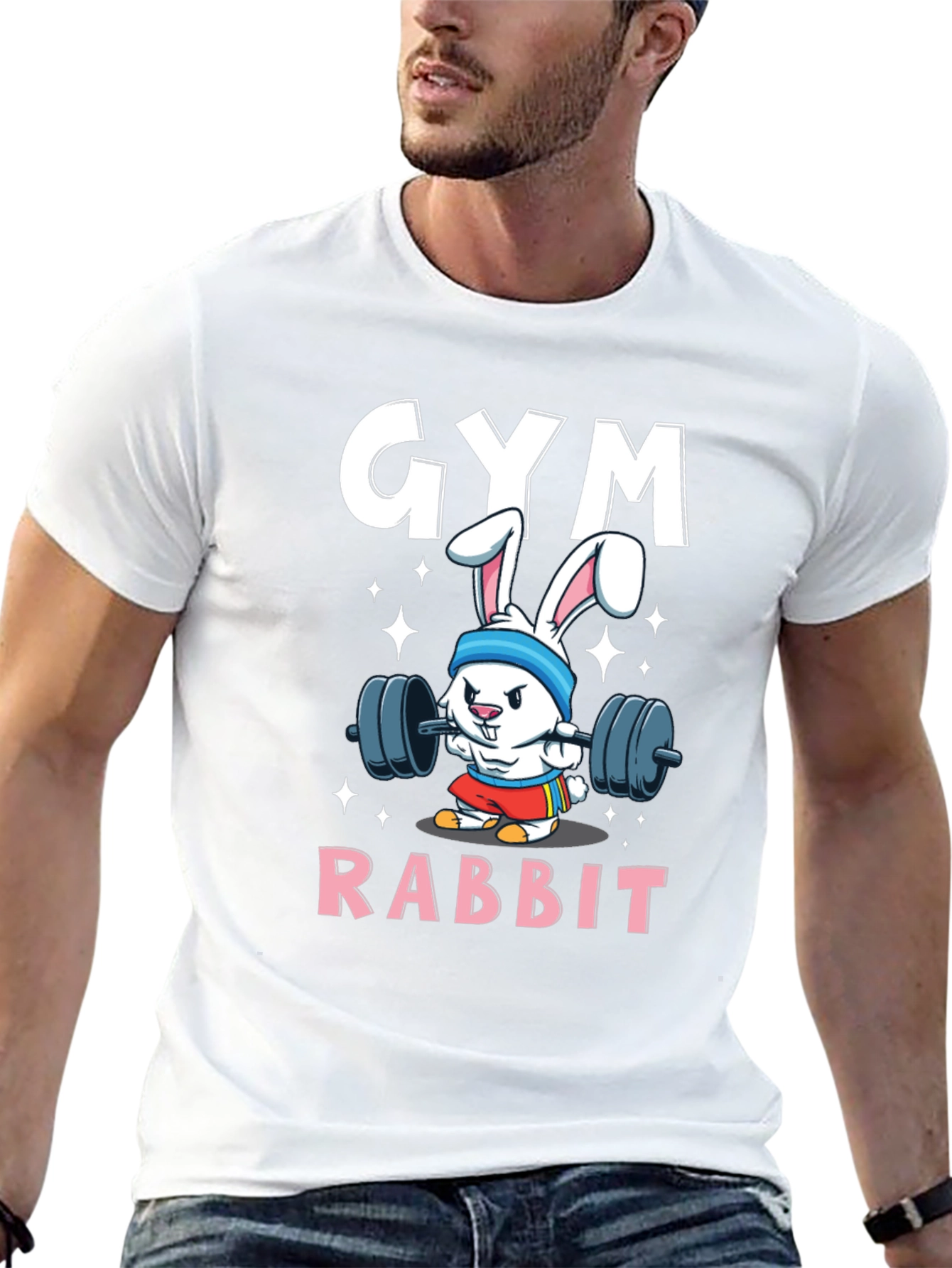 Gym Rabbit T-Shirt - Weightlifting Bunny Tee