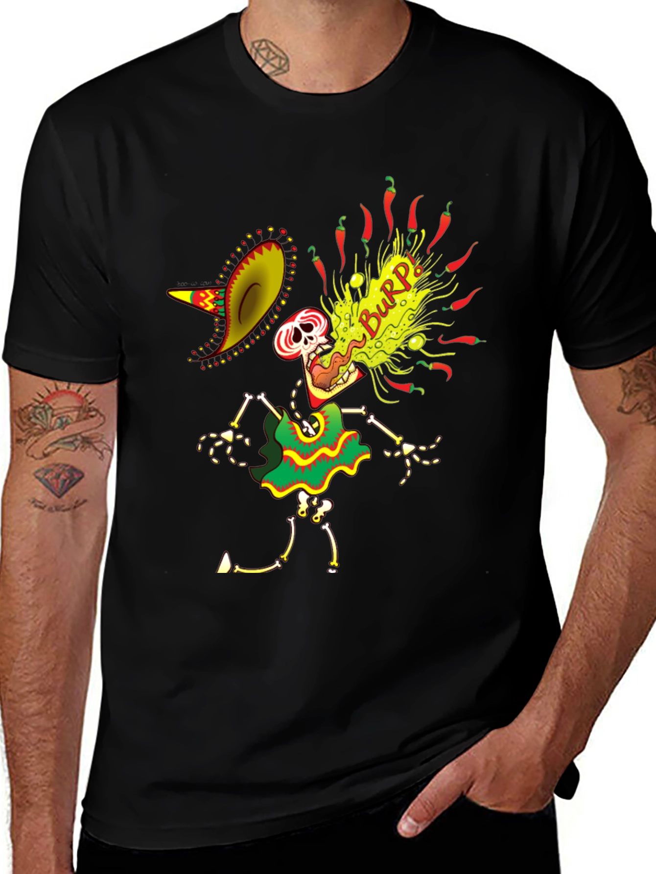 Spicy Burp Skeleton Graphic Tee