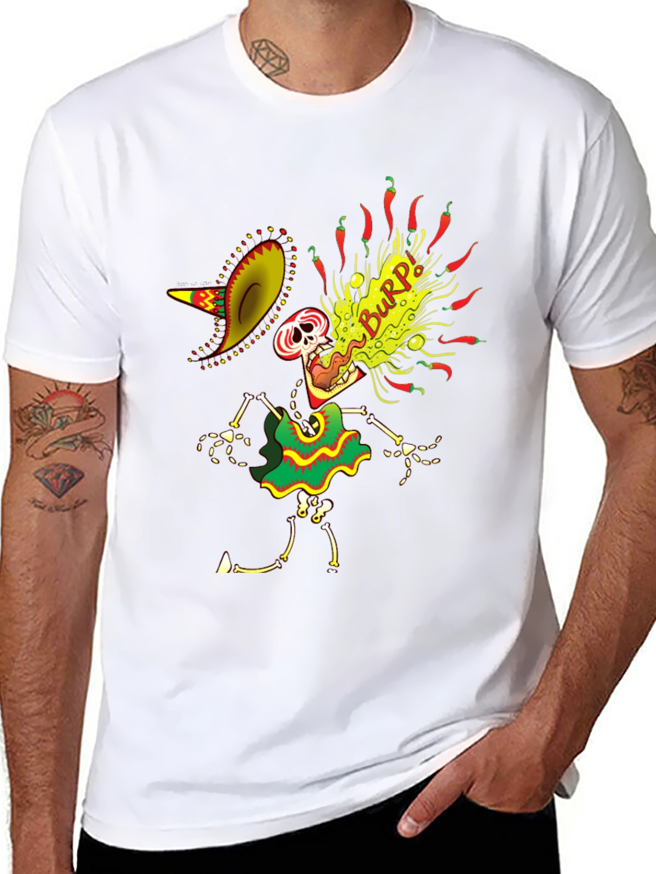 Spicy Burp Skeleton Graphic Tee