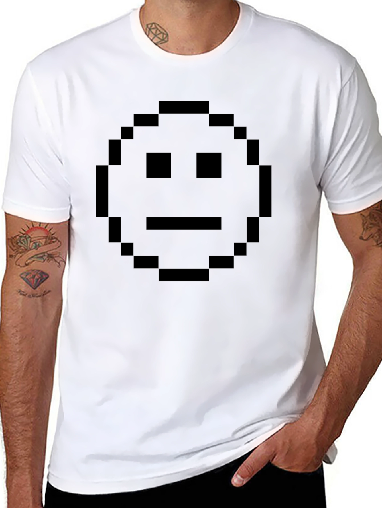 Pixelated Face Black T-Shirt