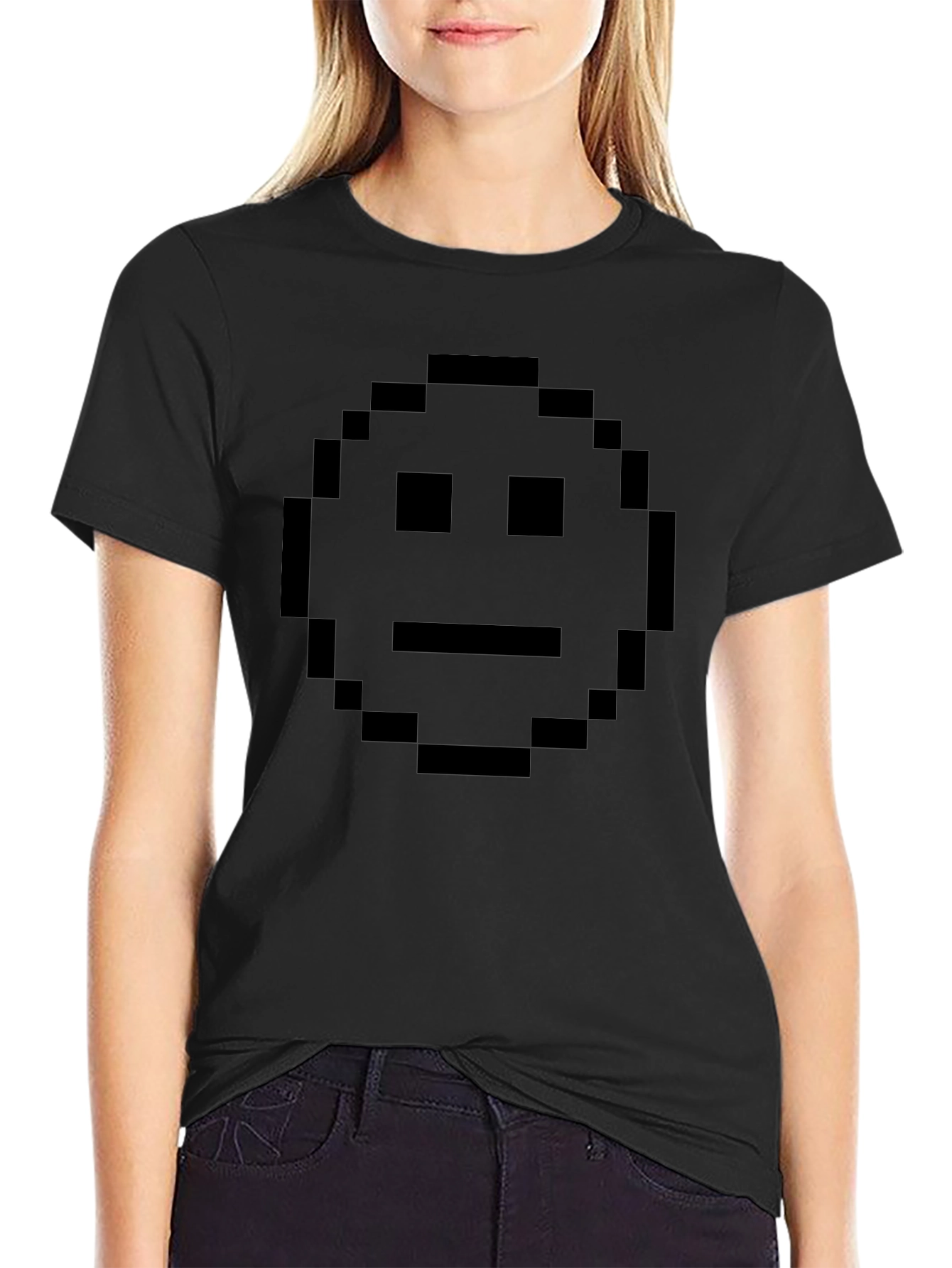 Pixelated Face Black T-Shirt