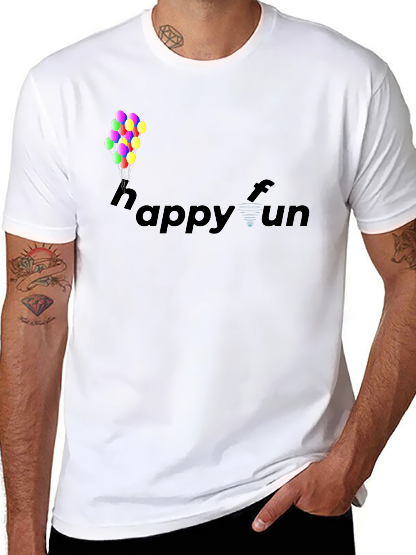 Happy Fun Black Cotton Graphic T-Shirt