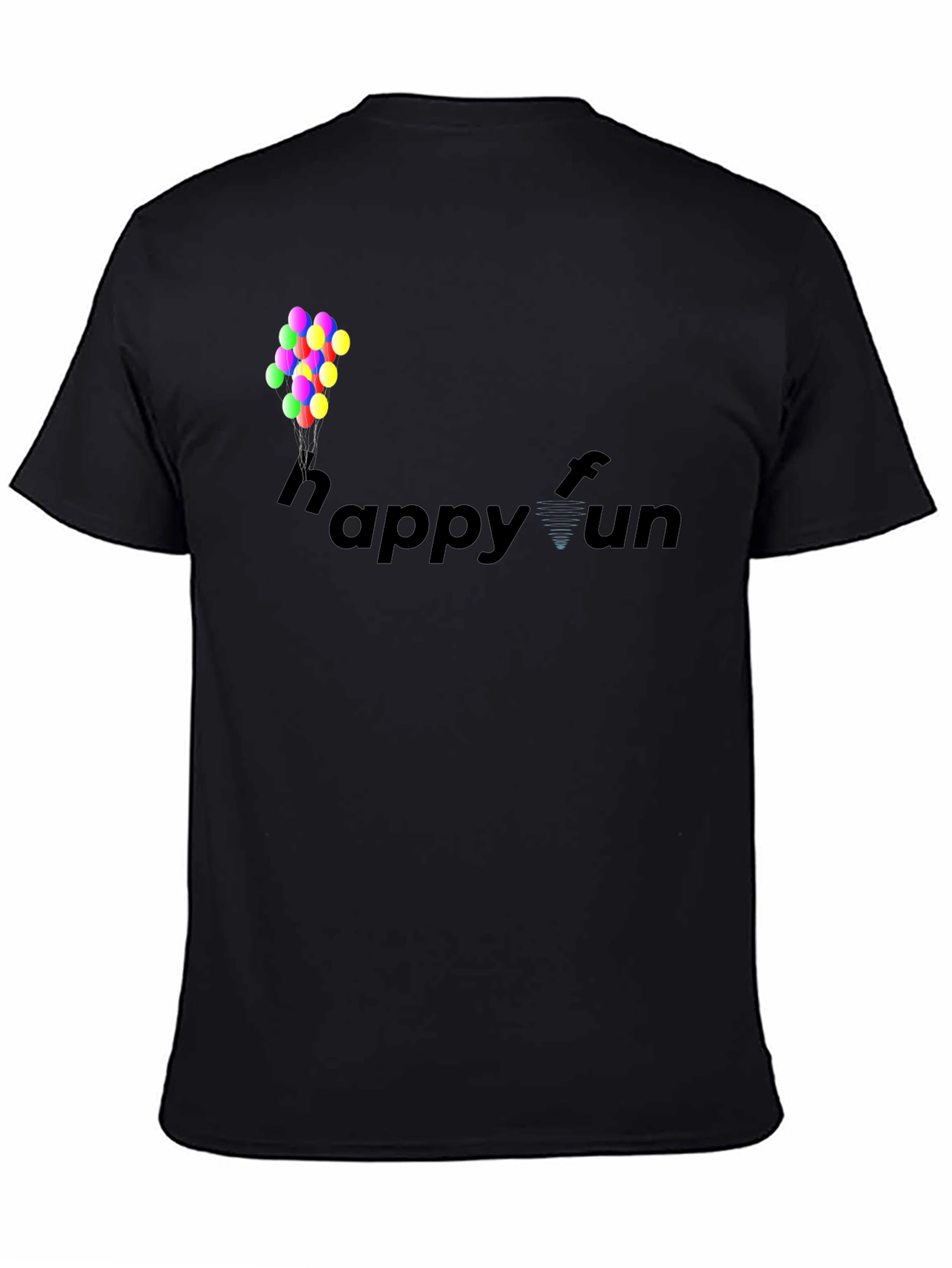 Happy Fun Black Cotton Graphic T-Shirt