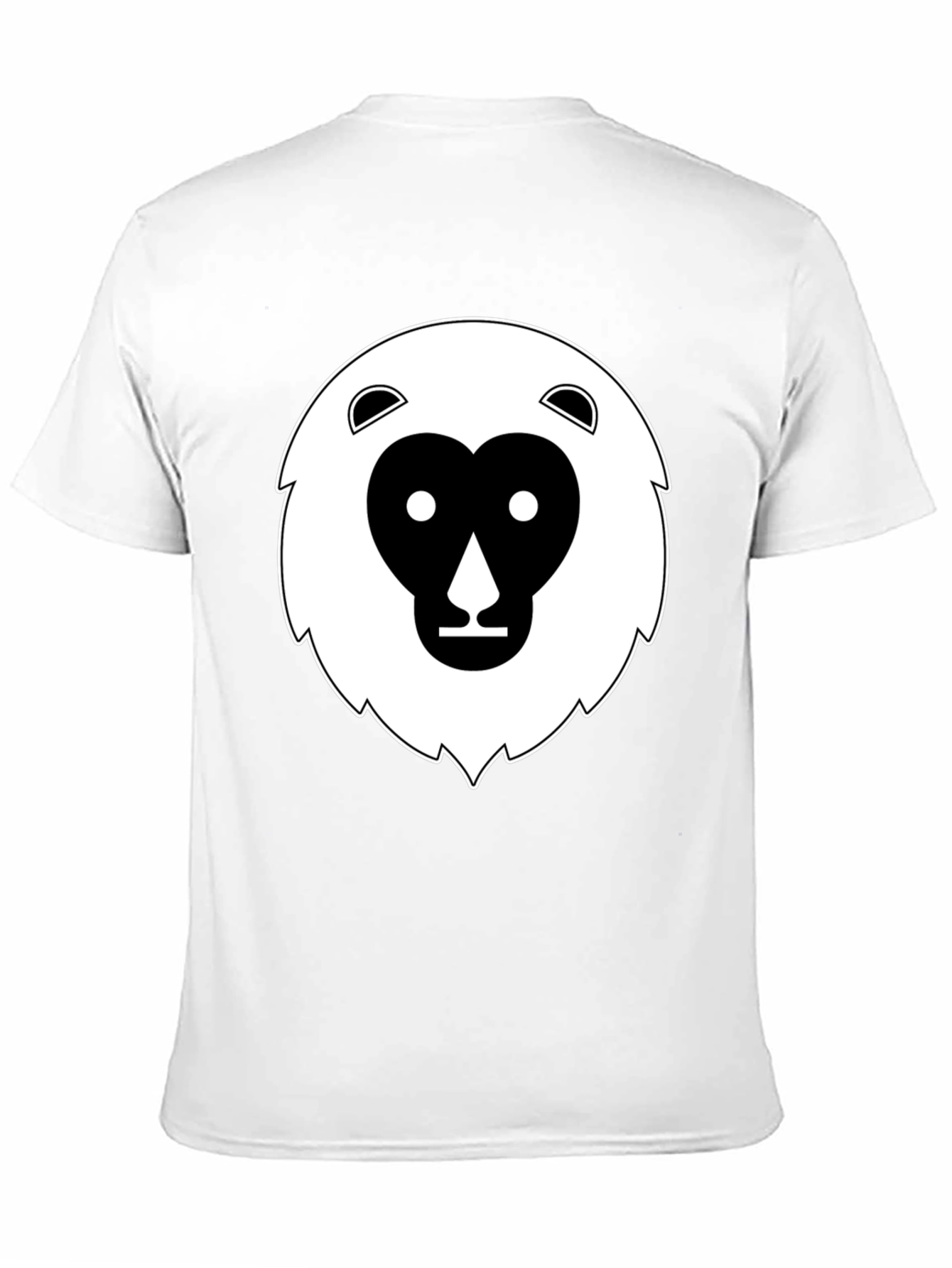 Black T-Shirt with Geometric Animal Face Design