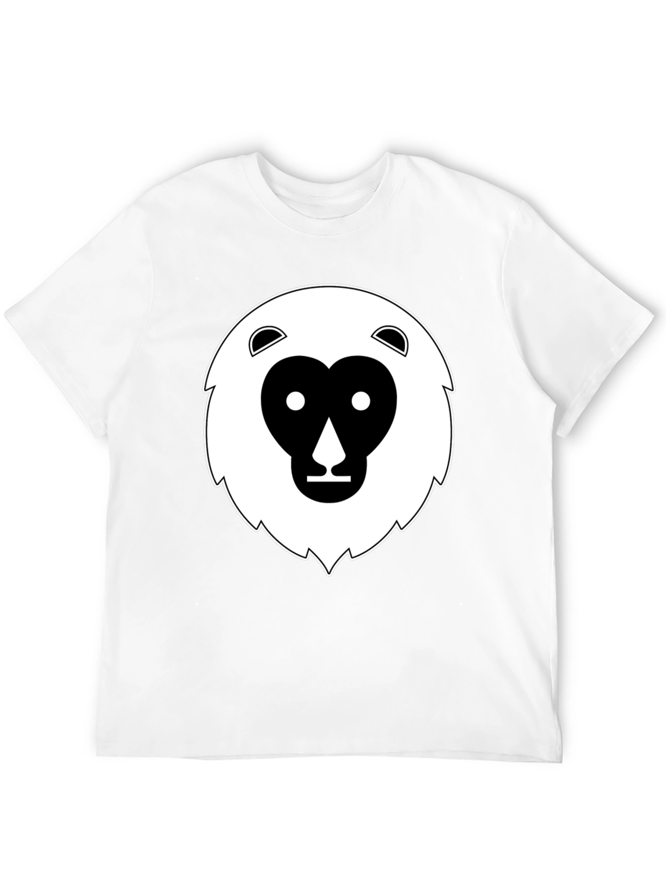 Black T-Shirt with Geometric Animal Face Design