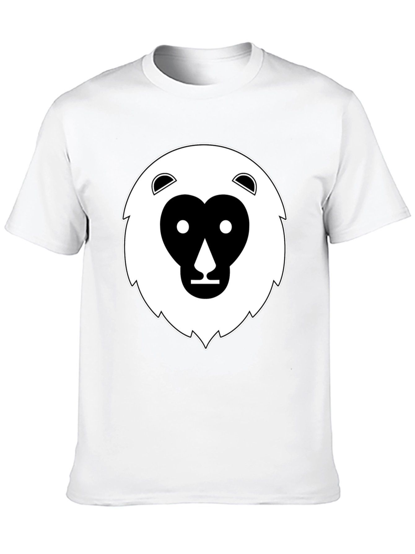 Black T-Shirt with Geometric Animal Face Design