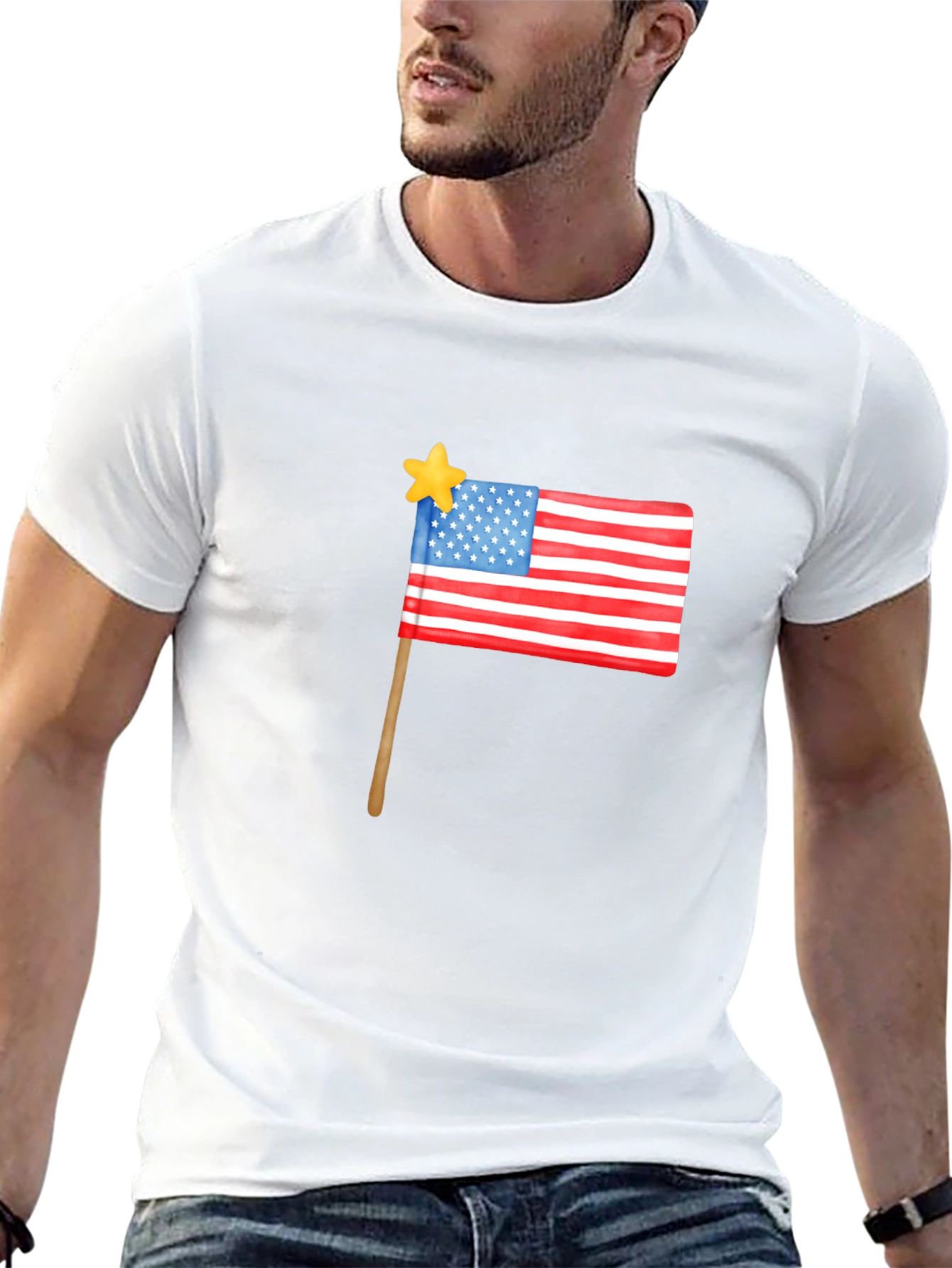 USA Flag Star Graphic T-Shirt