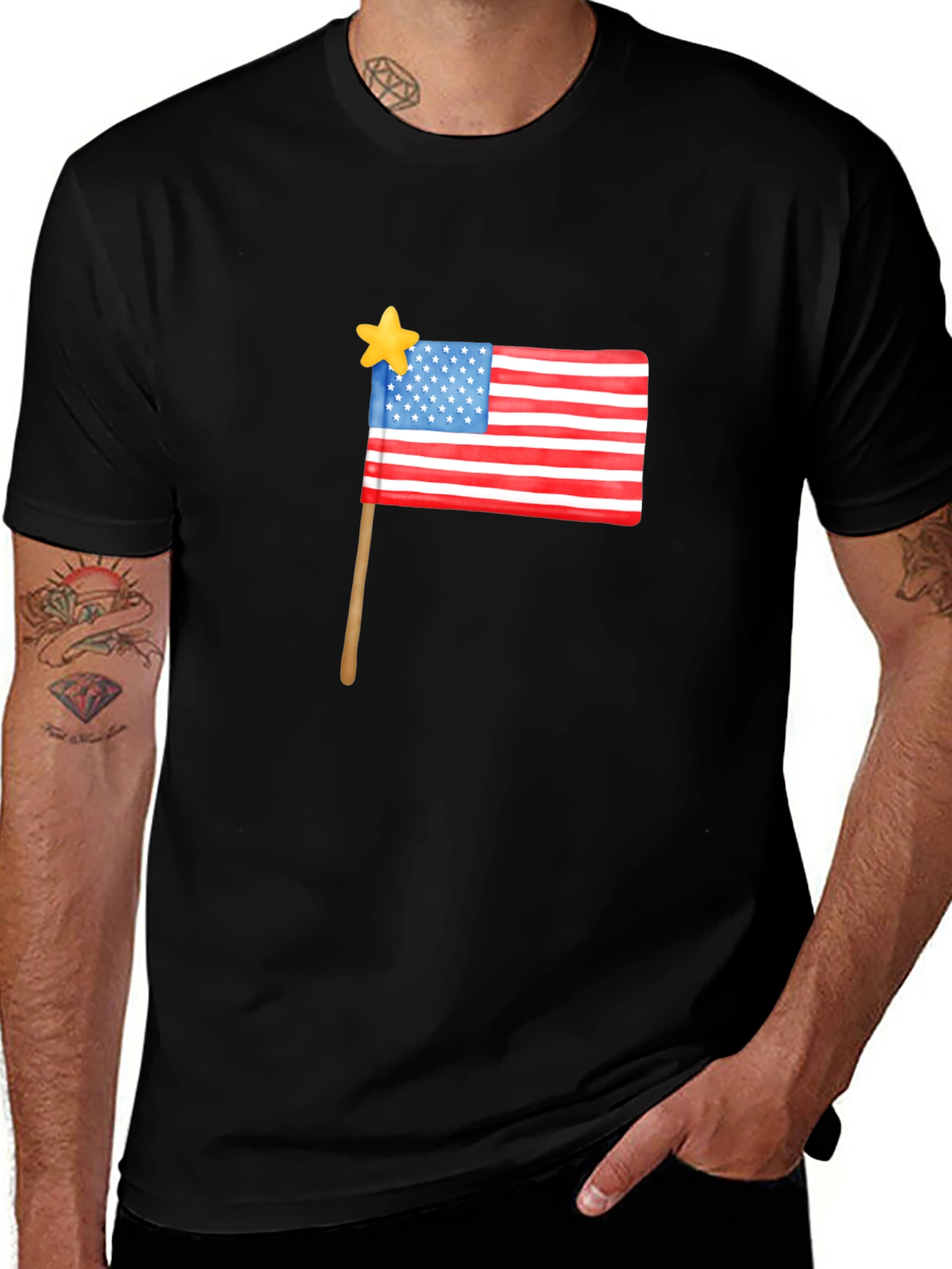 USA Flag Star Graphic T-Shirt