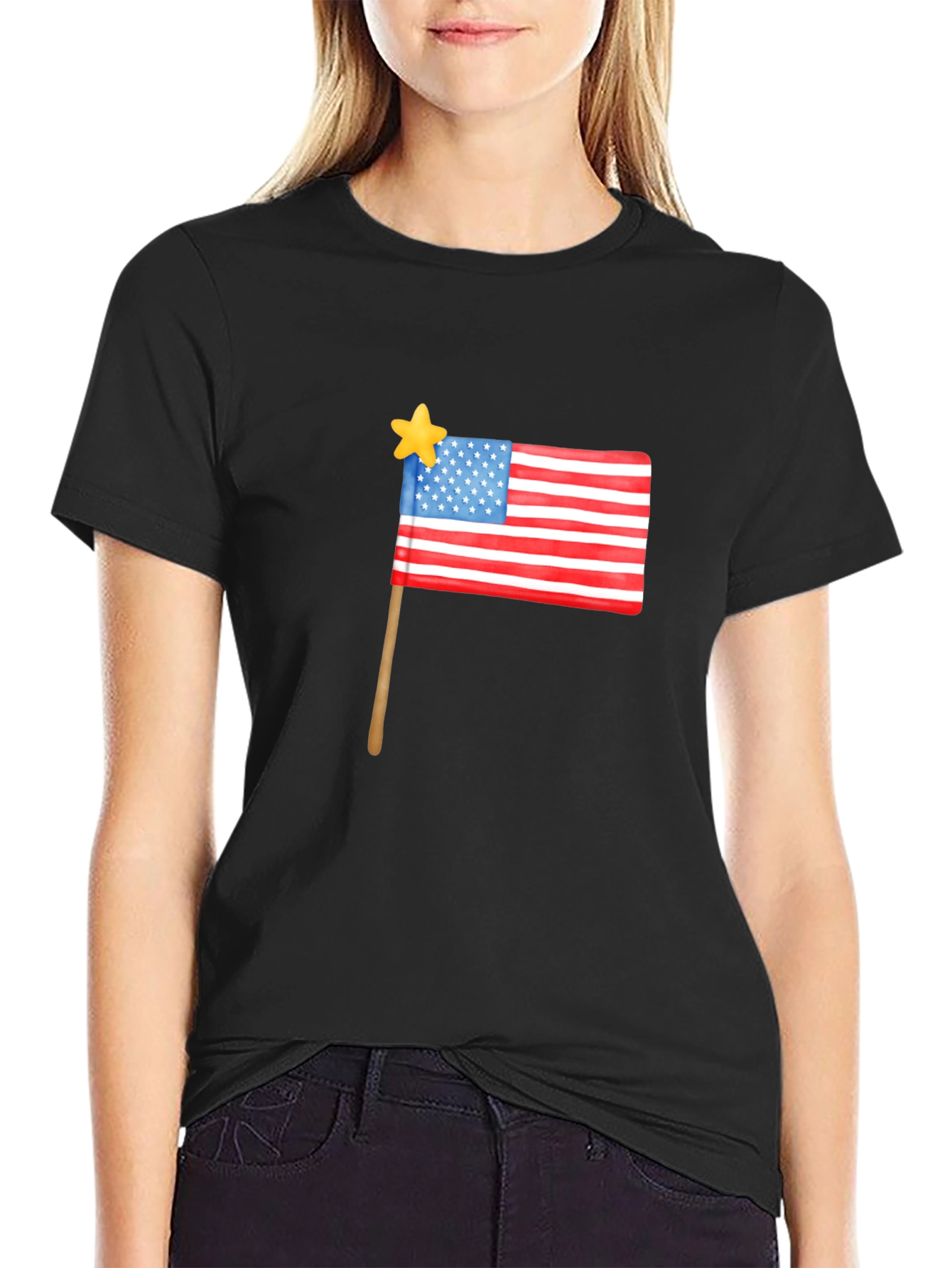 USA Flag Star Graphic T-Shirt