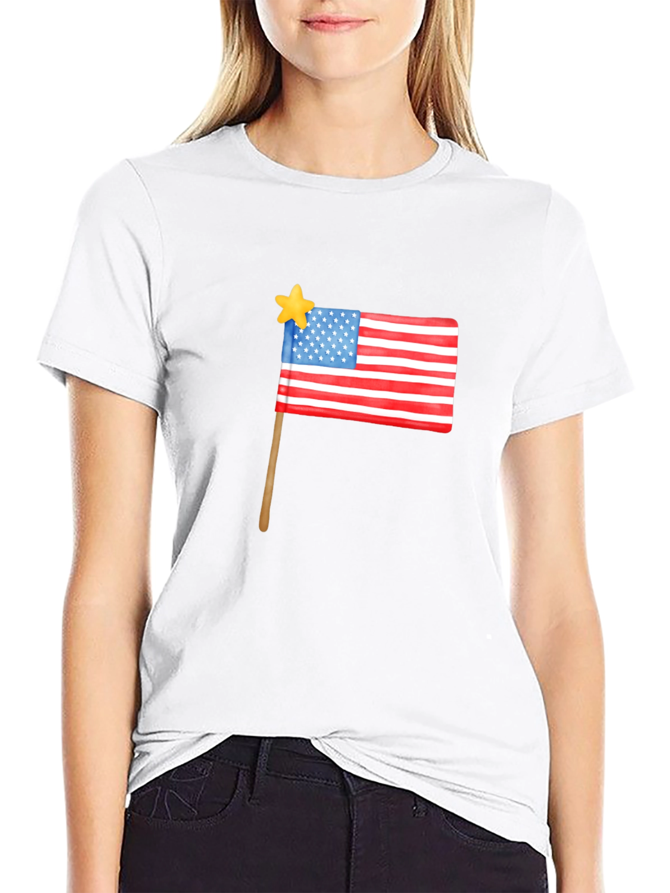 USA Flag Star Graphic T-Shirt