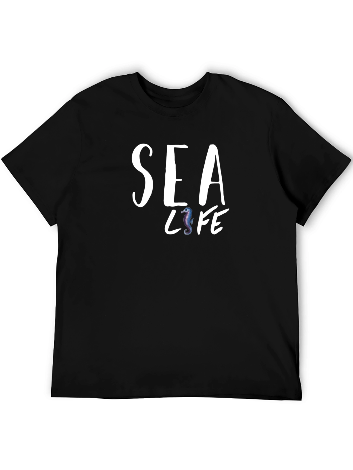 Sea Life Graphic Print Black T-Shirt