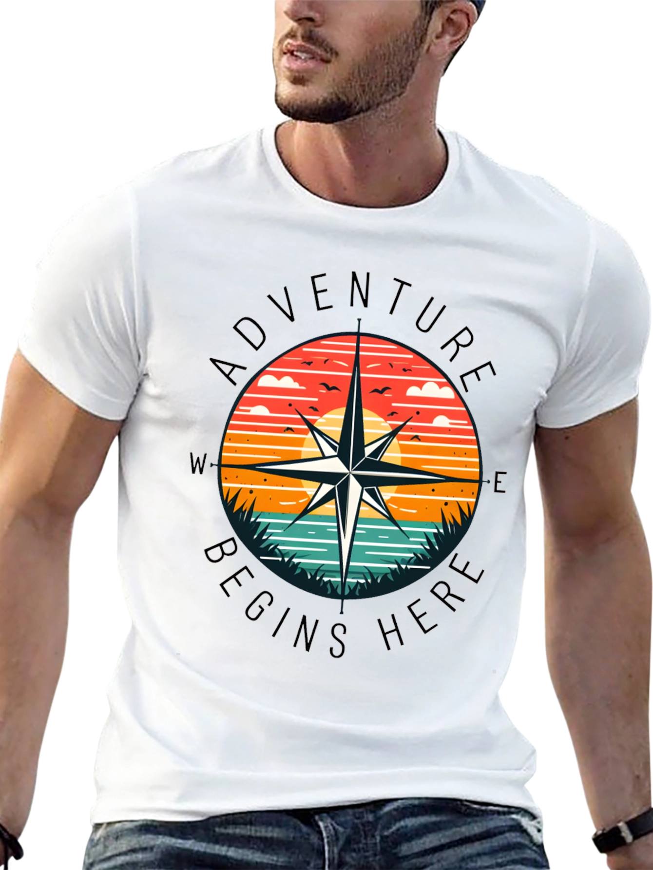 Adventure Begins Here Graphic T-Shirt