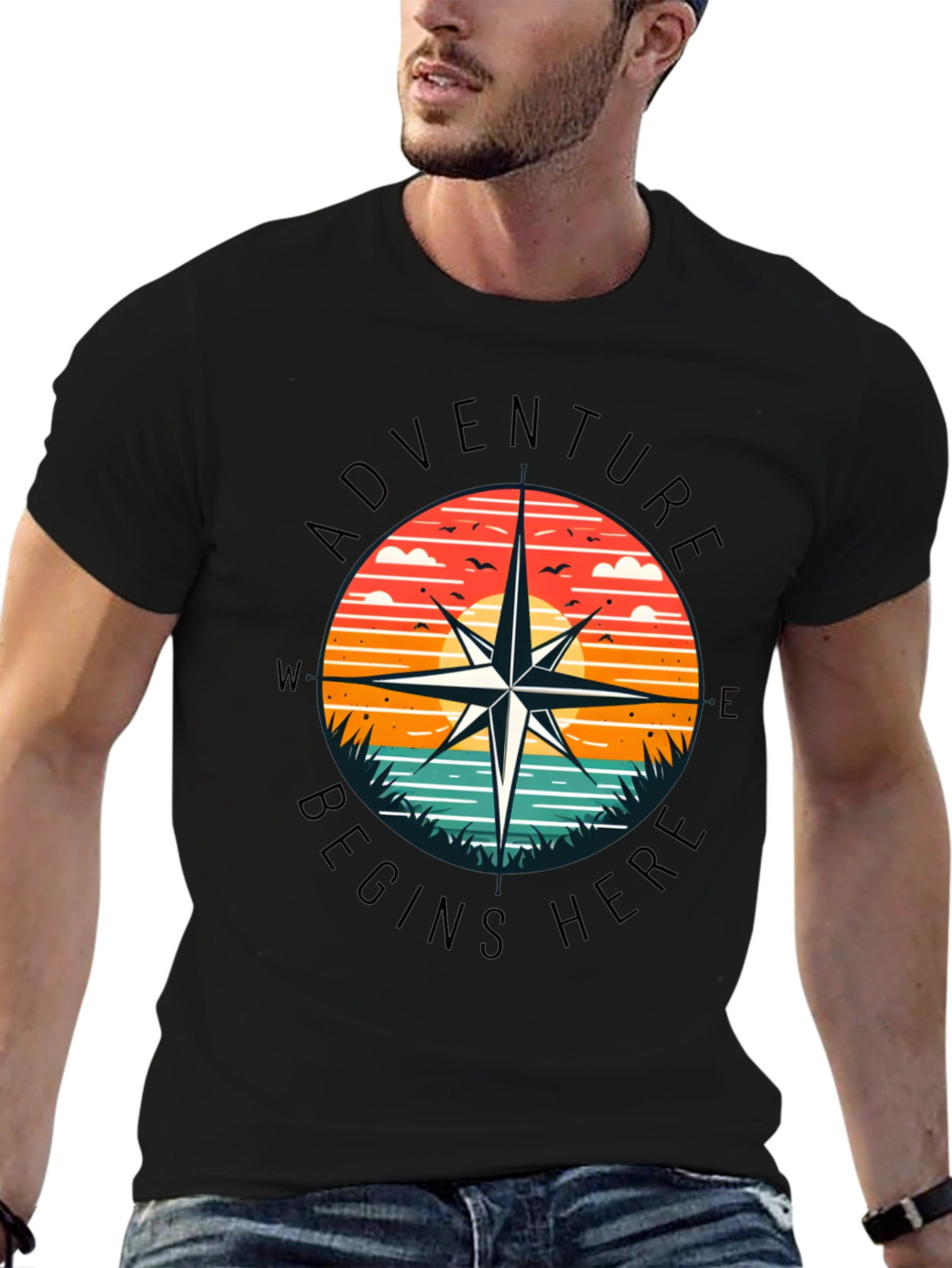 Adventure Begins Here Graphic T-Shirt