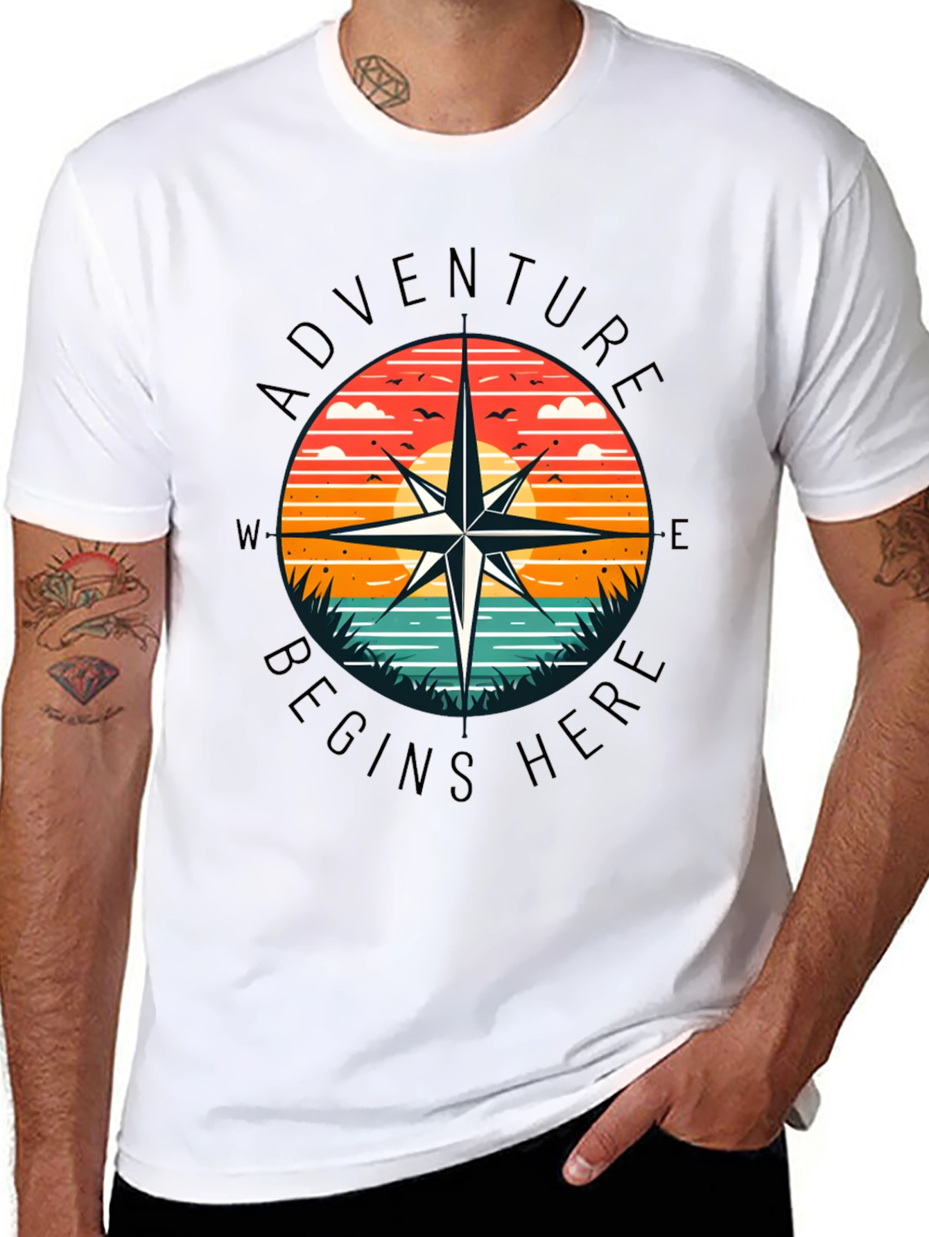 Adventure Begins Here Graphic T-Shirt