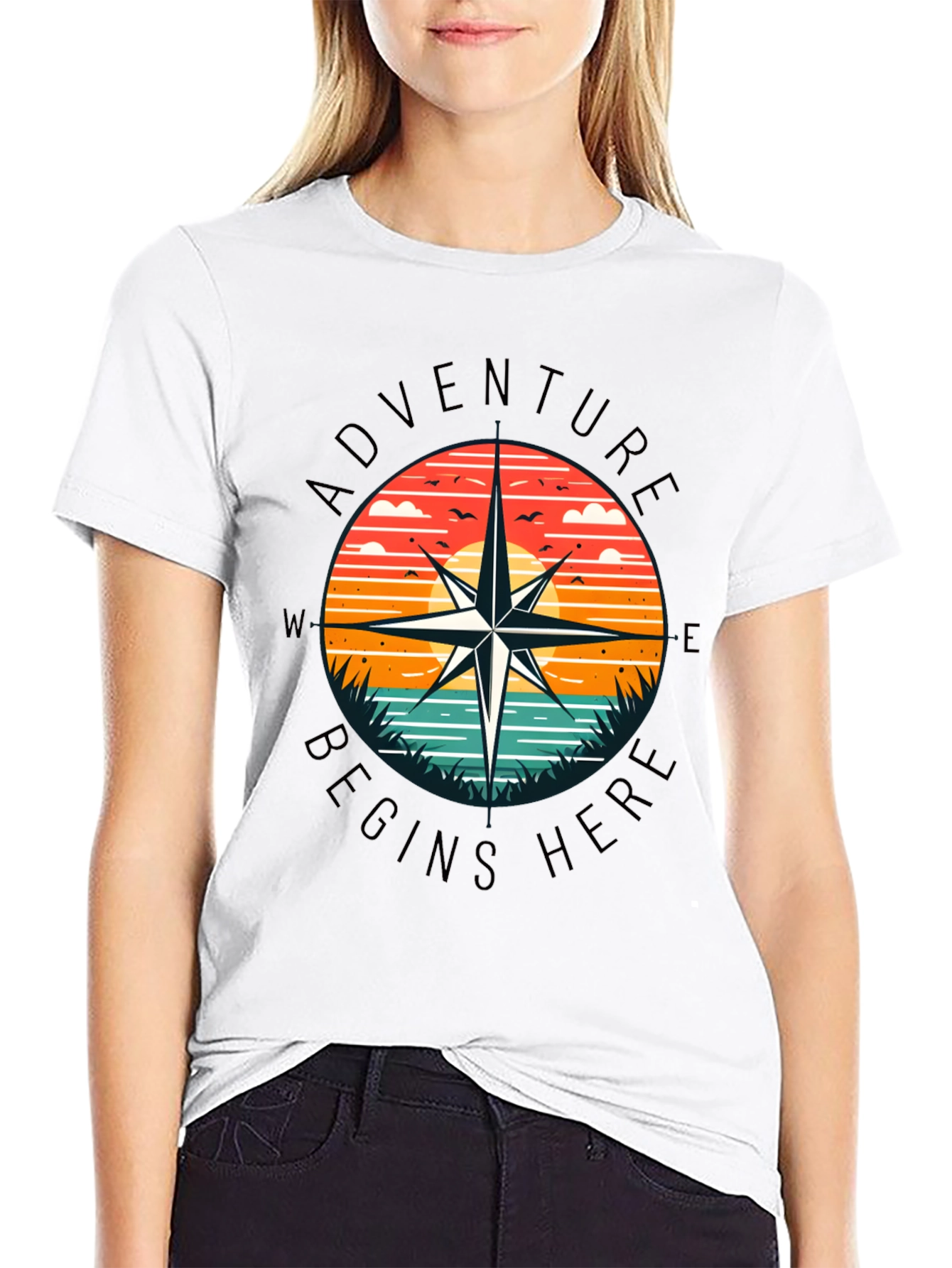 Adventure Begins Here Graphic T-Shirt
