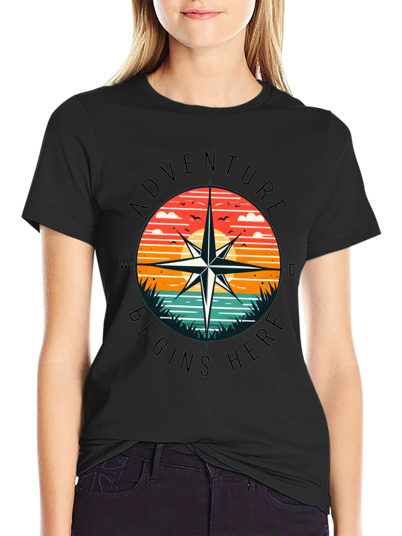 Adventure Begins Here Graphic T-Shirt