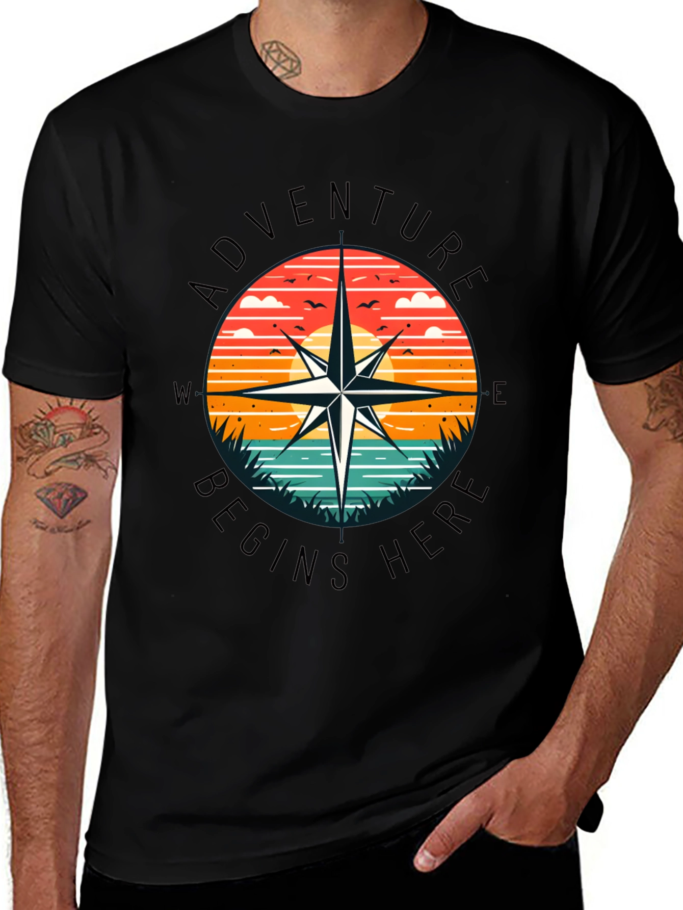 Adventure Begins Here Graphic T-Shirt