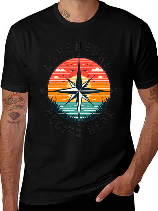 Adventure Begins Here Graphic T-Shirt
