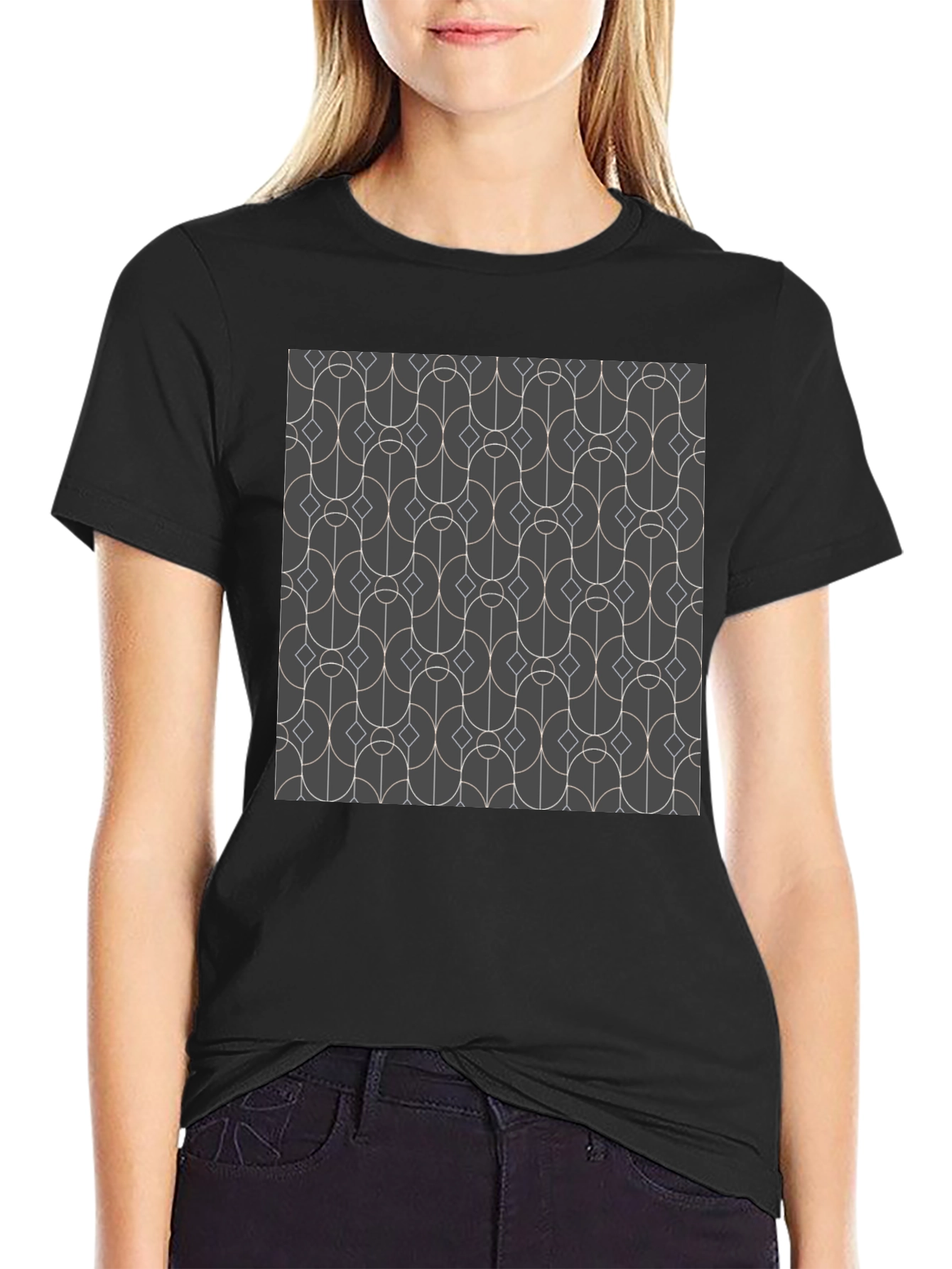 Geometric Pattern Black T-Shirt