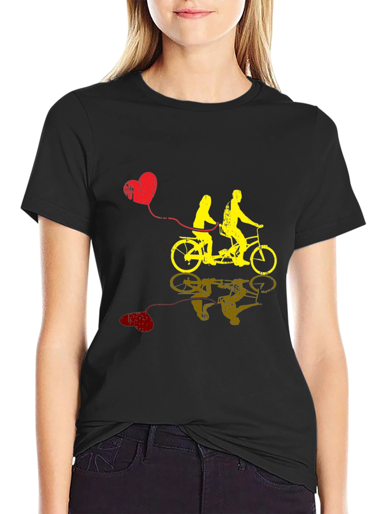 Couples Tandem Bike Graphic Tee - Valentines Day Gift