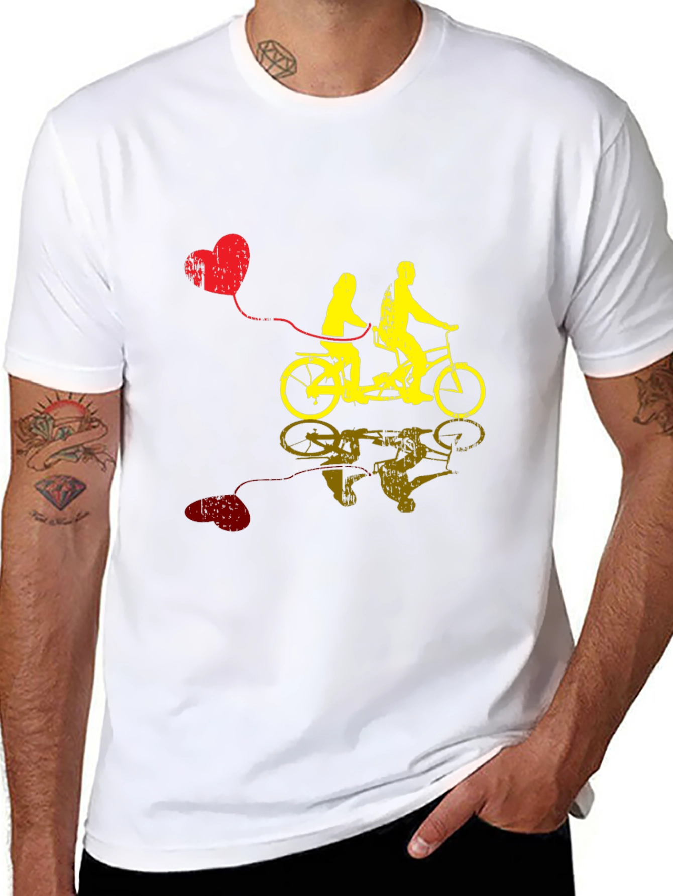 Couples Tandem Bike Graphic Tee - Valentines Day Gift