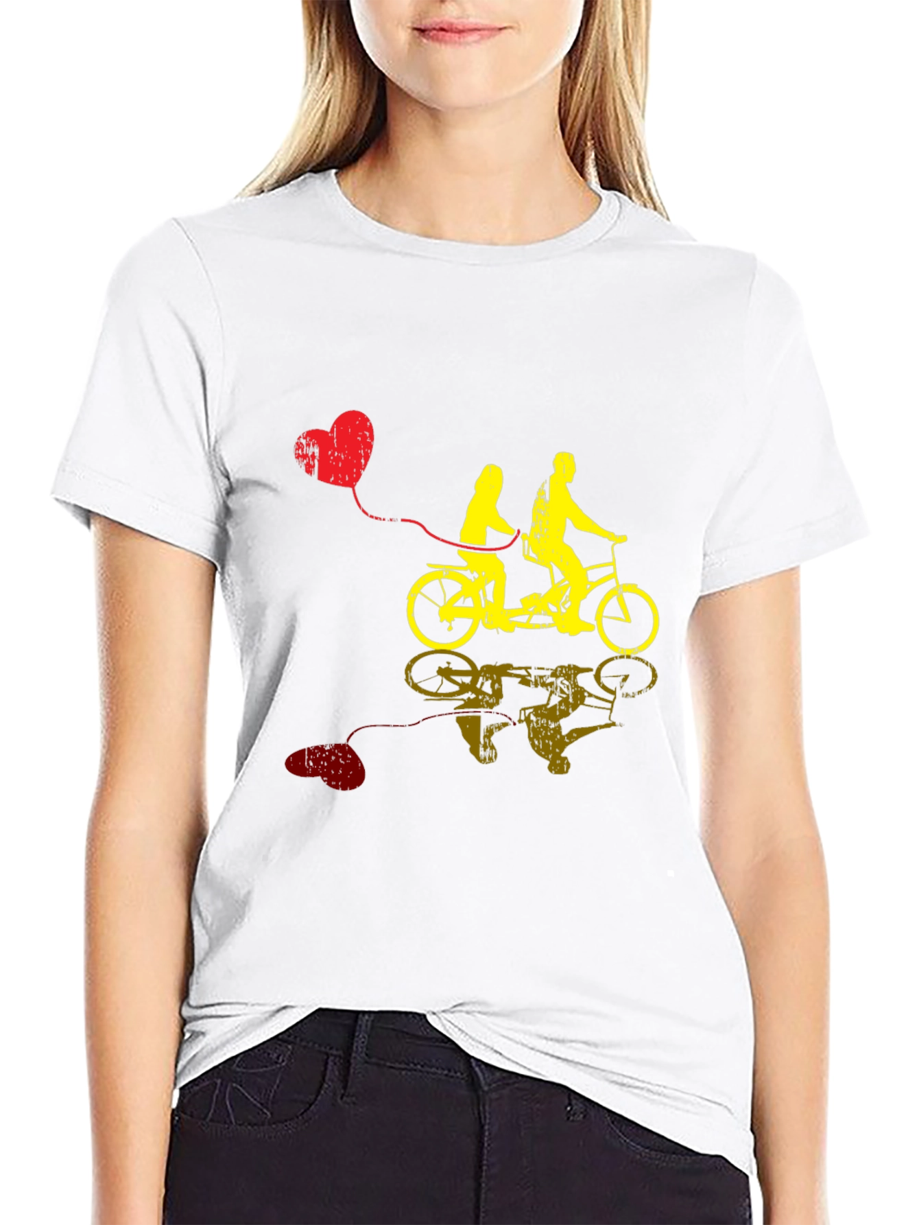 Couples Tandem Bike Graphic Tee - Valentines Day Gift
