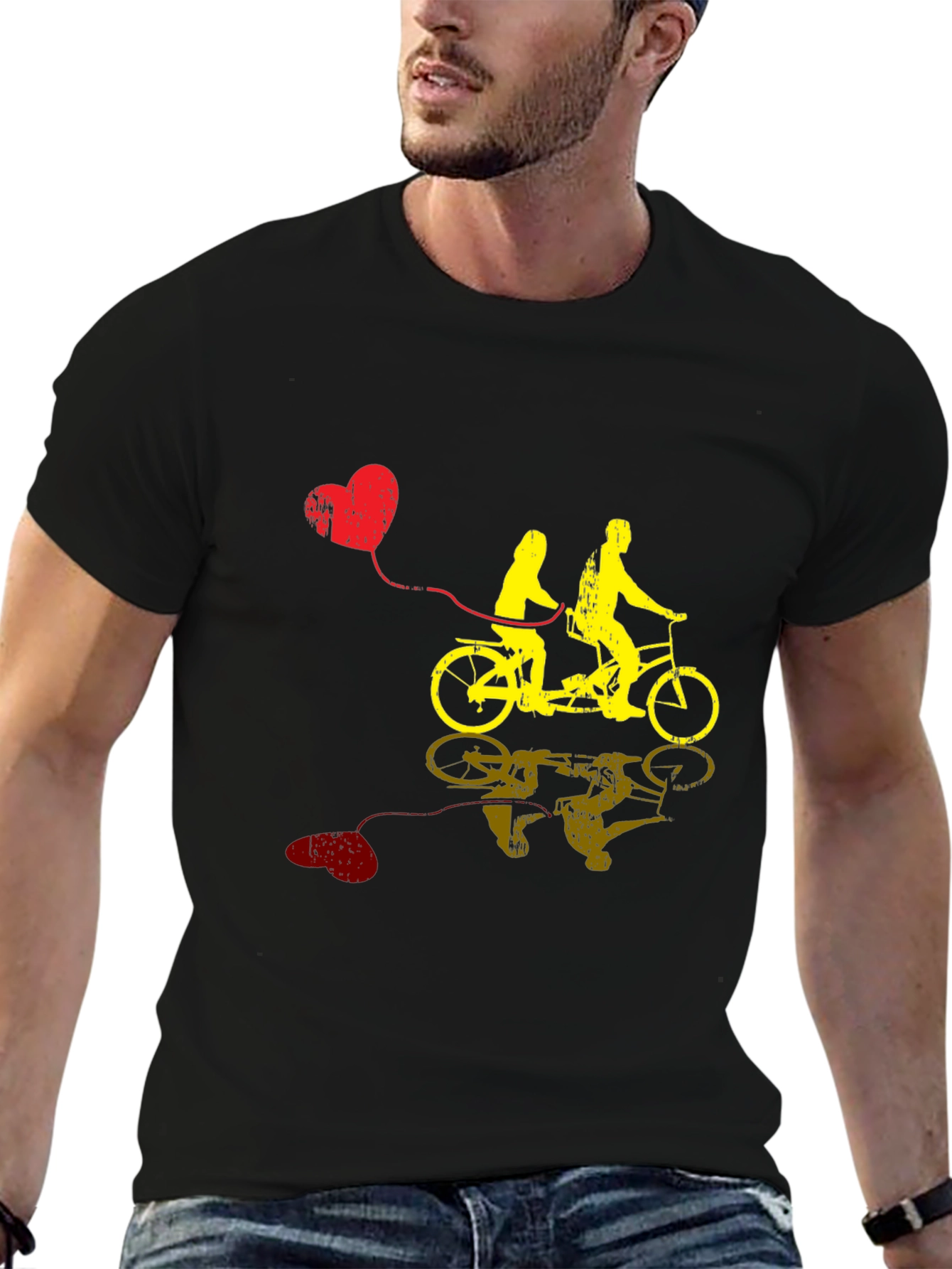 Couples Tandem Bike Graphic Tee - Valentines Day Gift
