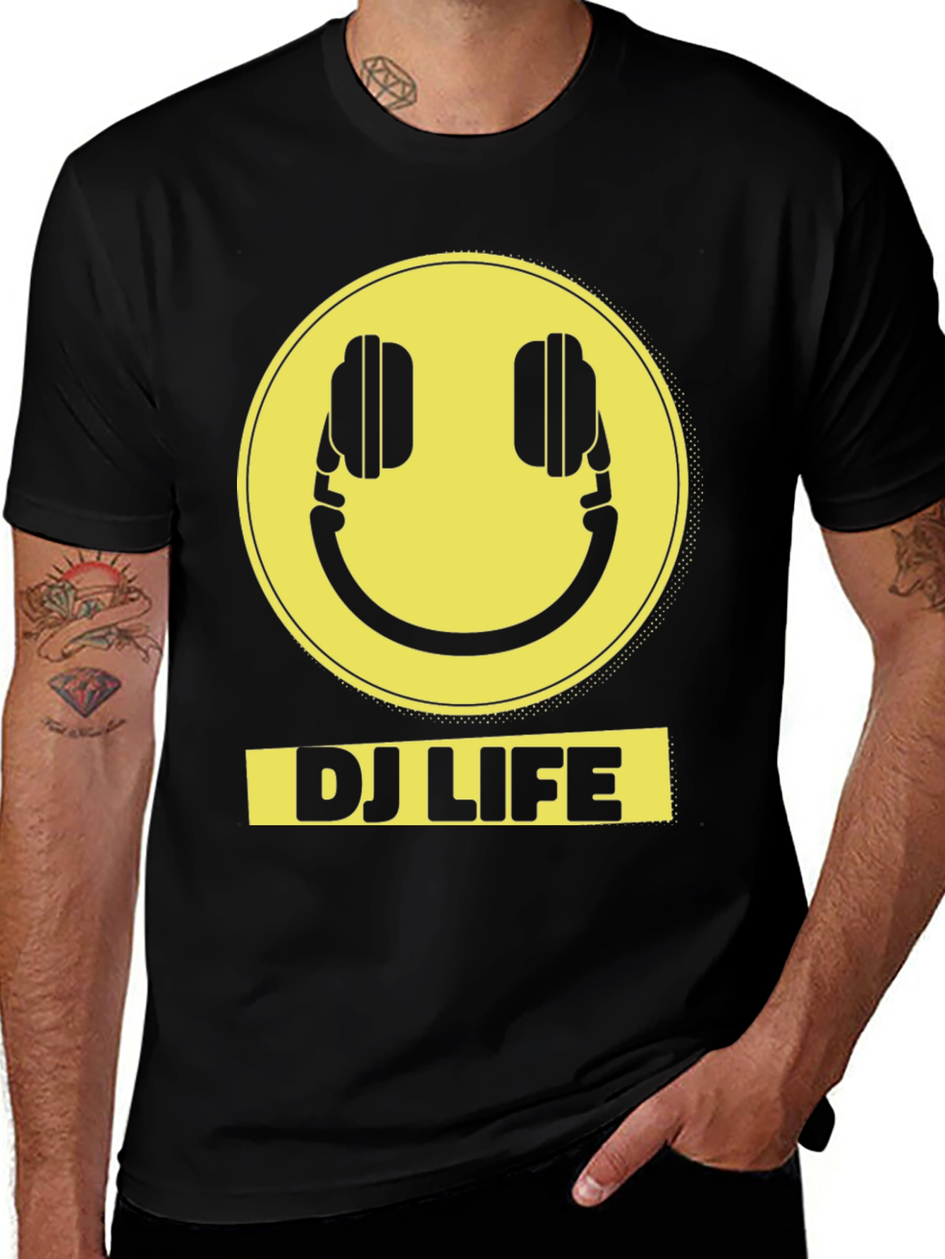 DJ Life Smiley Face Headphones T-Shirt