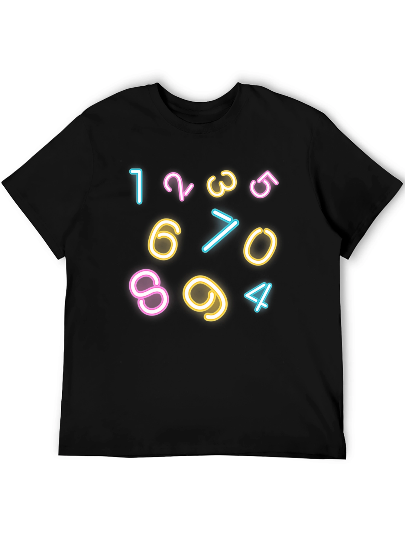 Neon Number Graphic Black T-Shirt