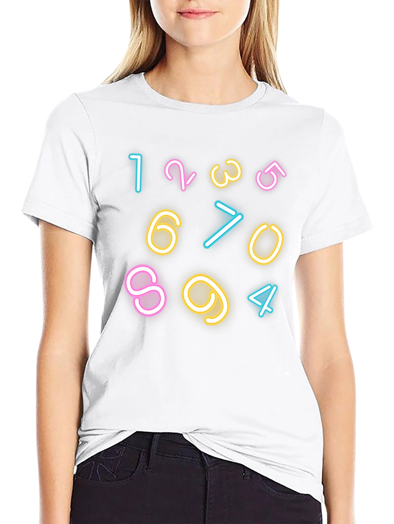 Neon Number Graphic Black T-Shirt