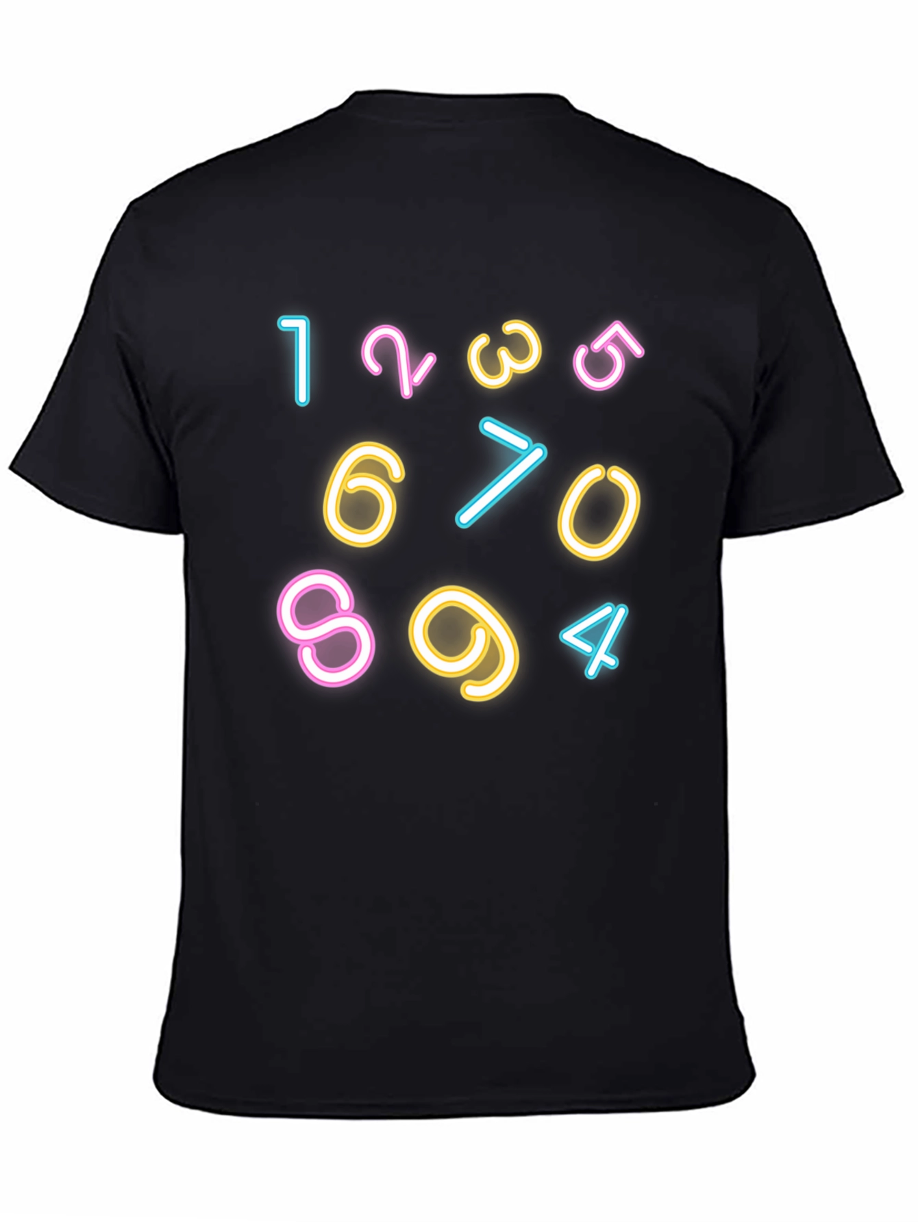 Neon Number Graphic Black T-Shirt