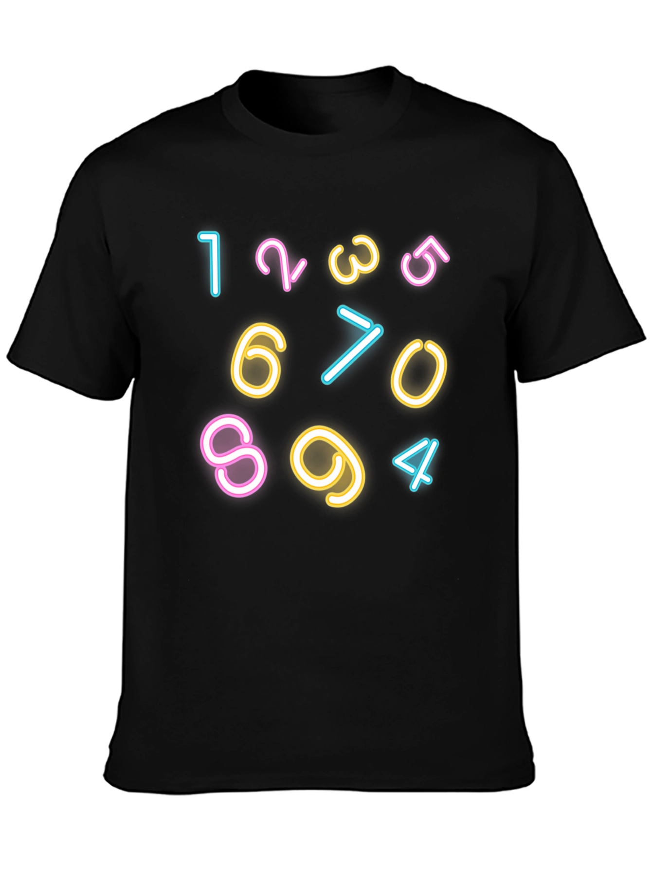 Neon Number Graphic Black T-Shirt