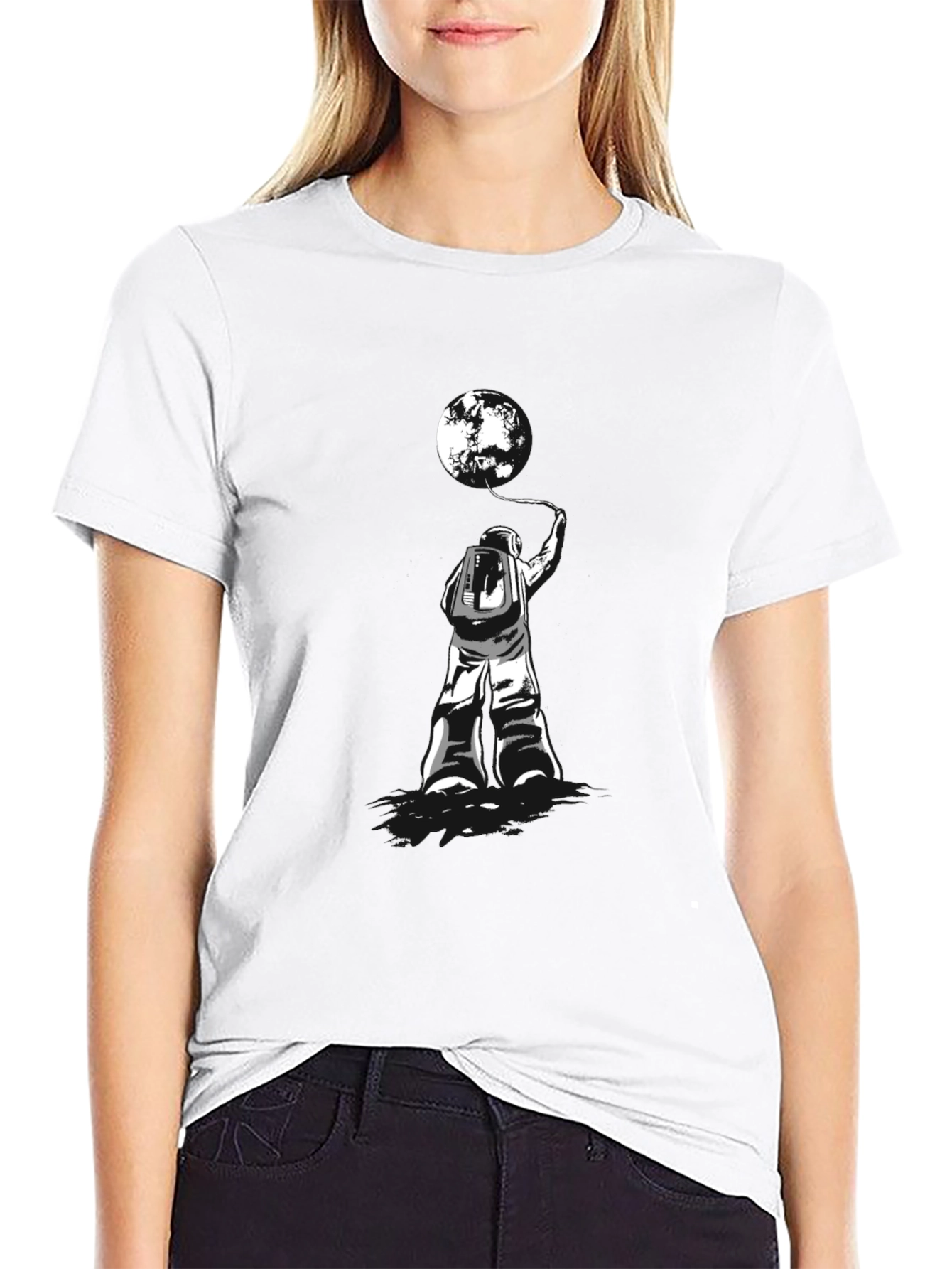 Astronaut Moon T-Shirt - Black Graphic Tee