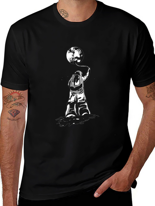 Astronaut Moon T-Shirt - Black Graphic Tee