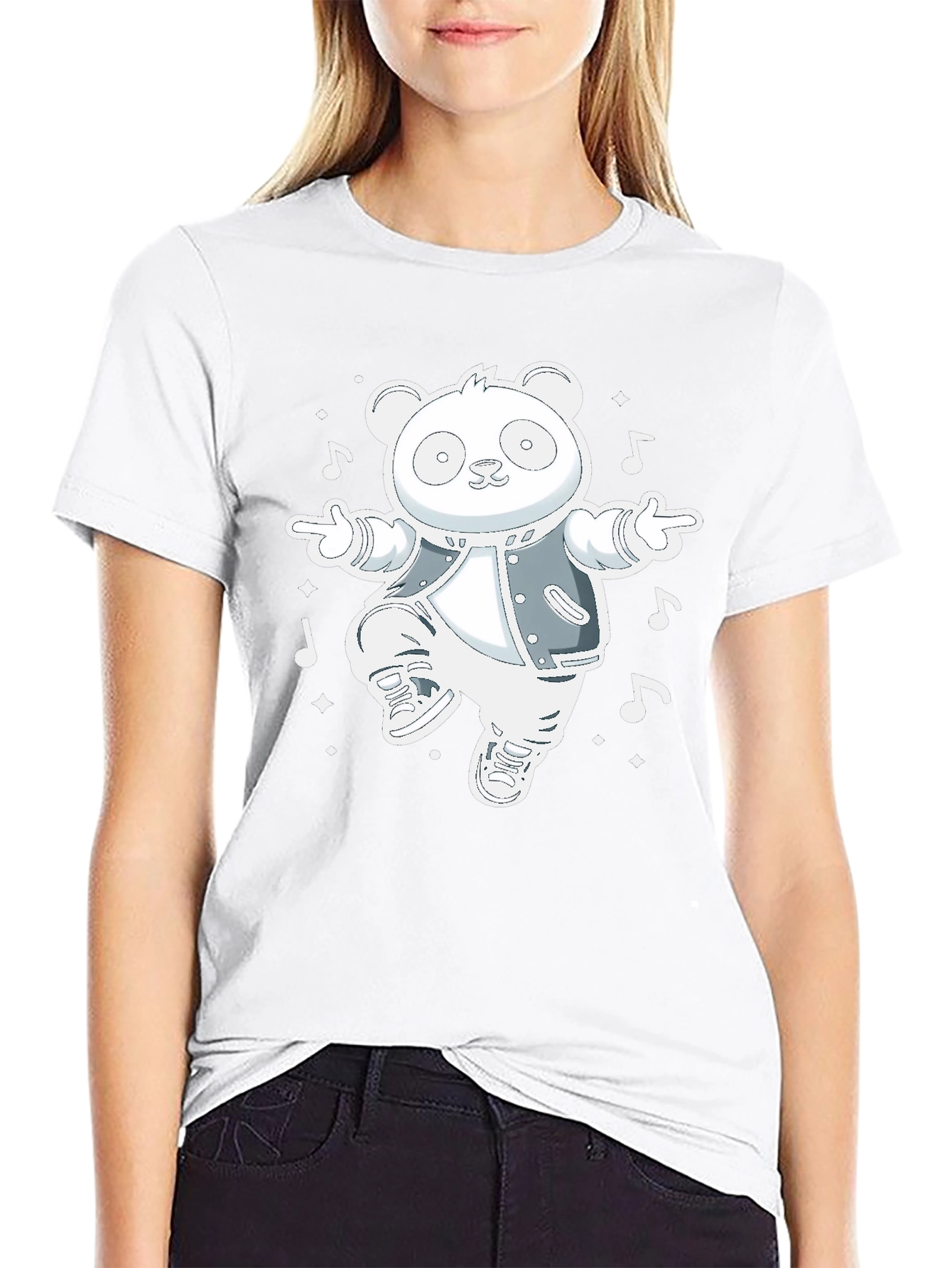 Dancing Panda Graphic Tee - Stylish Black Cotton T-Shirt