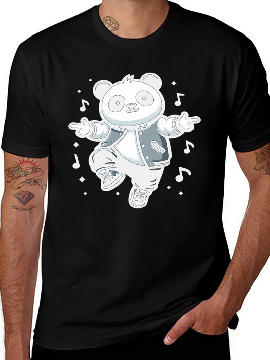 Dancing Panda Graphic Tee - Stylish Black Cotton T-Shirt