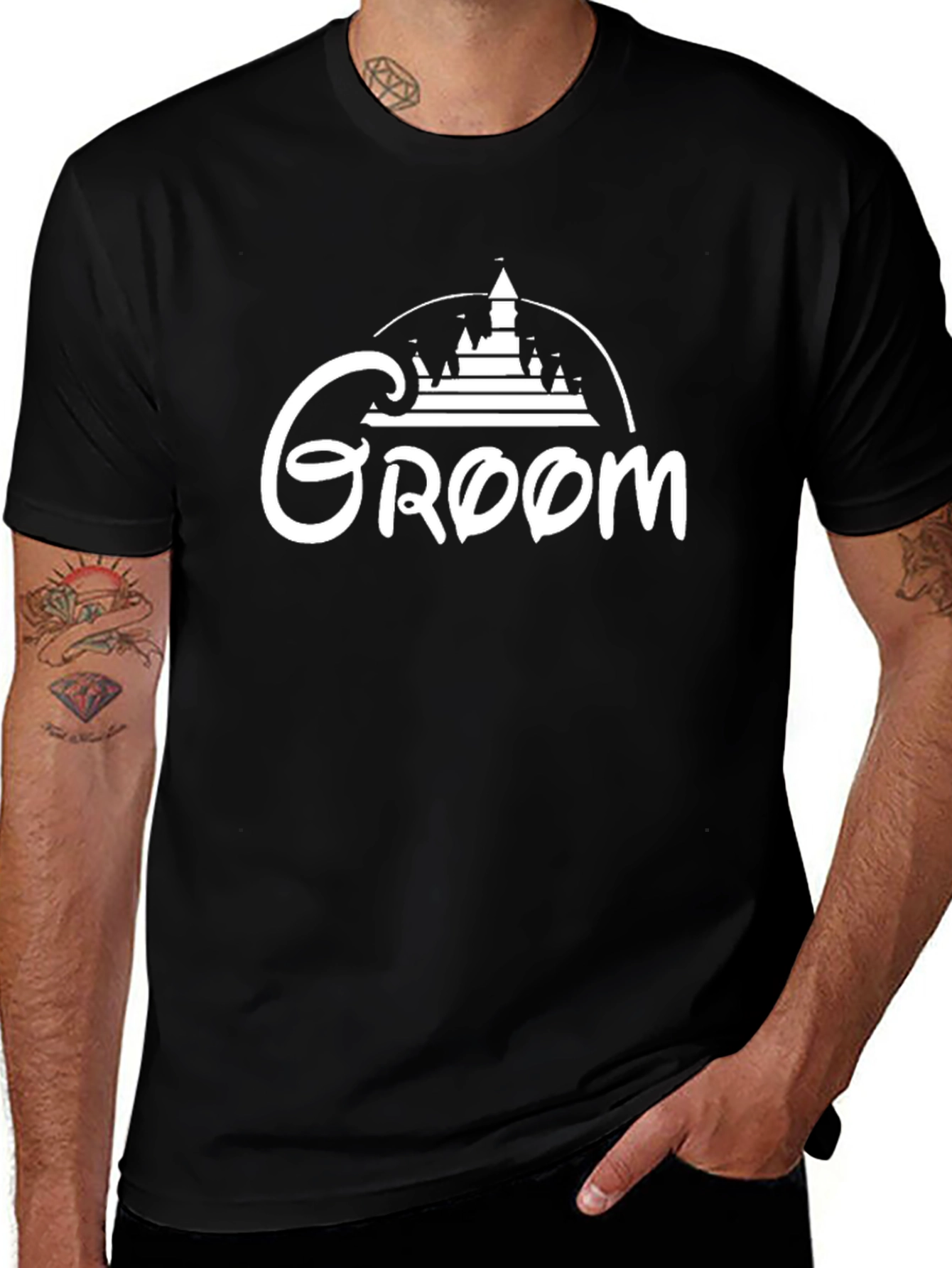 Groom Disney Castle Graphic Black T-Shirt