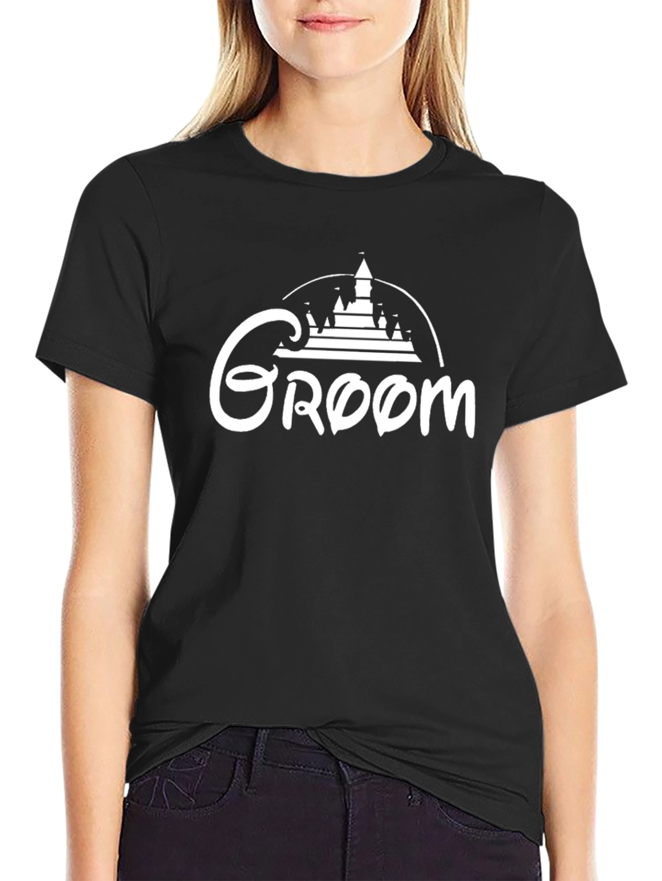 Groom Disney Castle Graphic Black T-Shirt