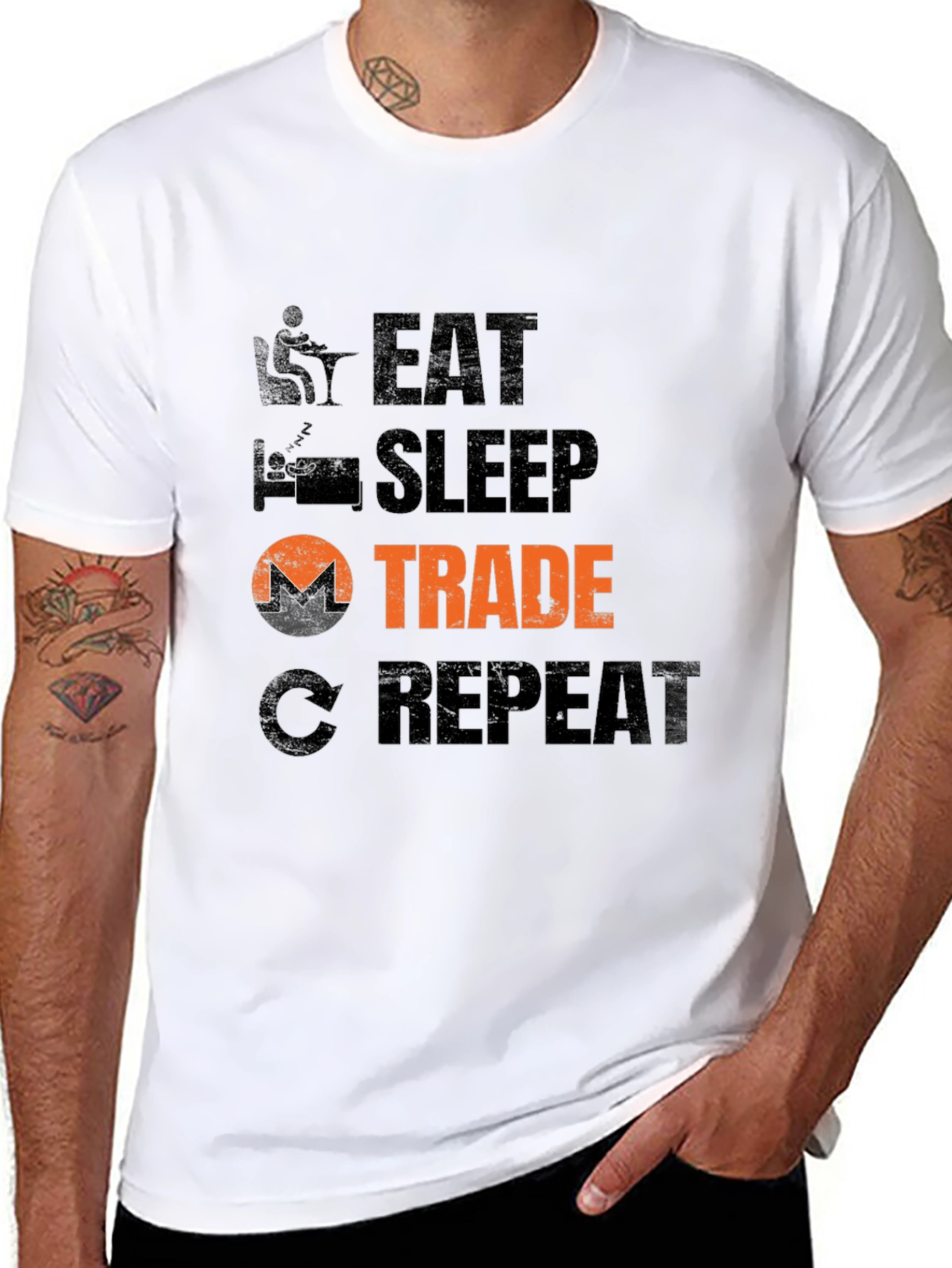 Eat Sleep Trade Repeat Graphic Tee - Black