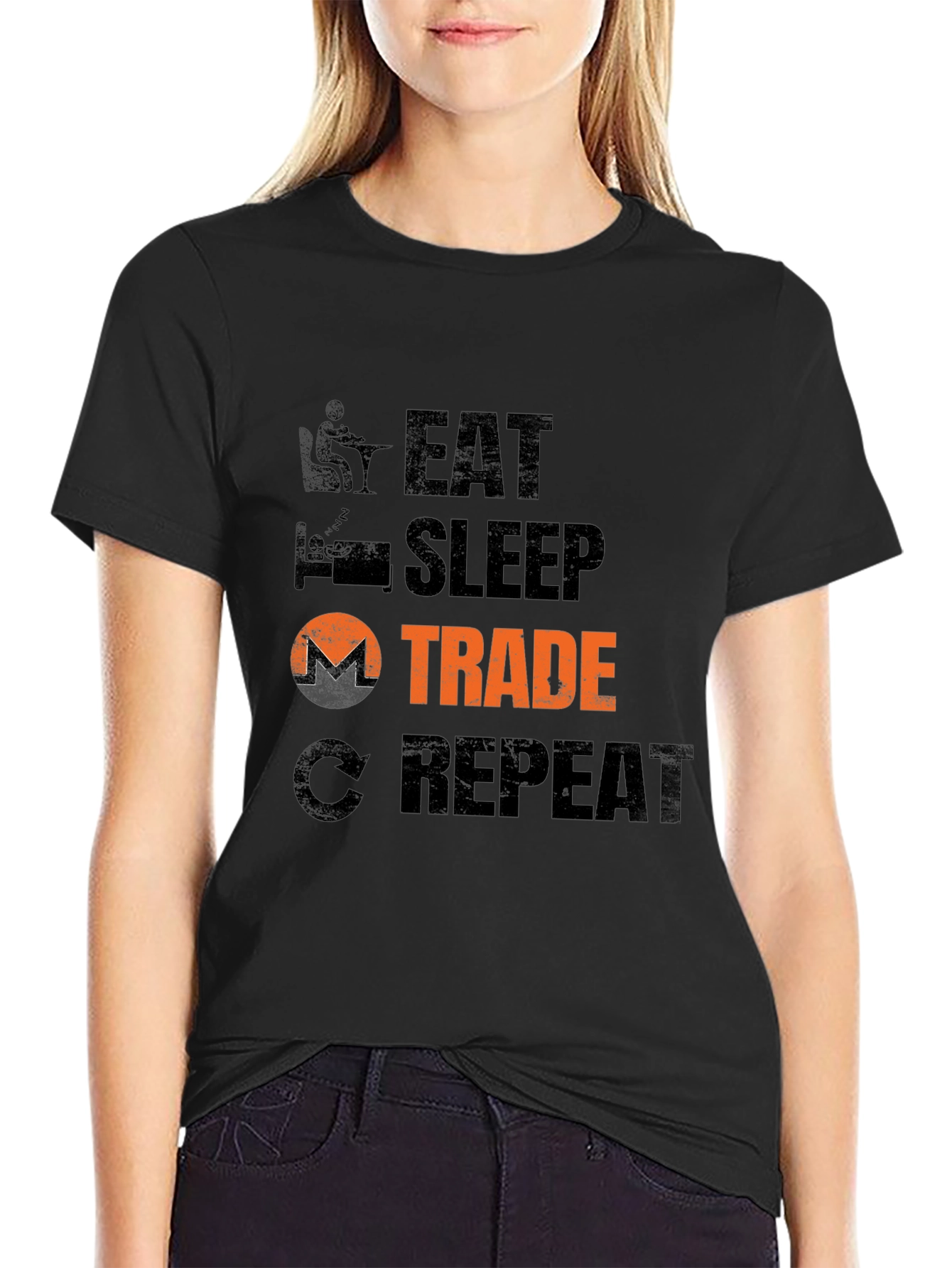 Eat Sleep Trade Repeat Graphic Tee - Black