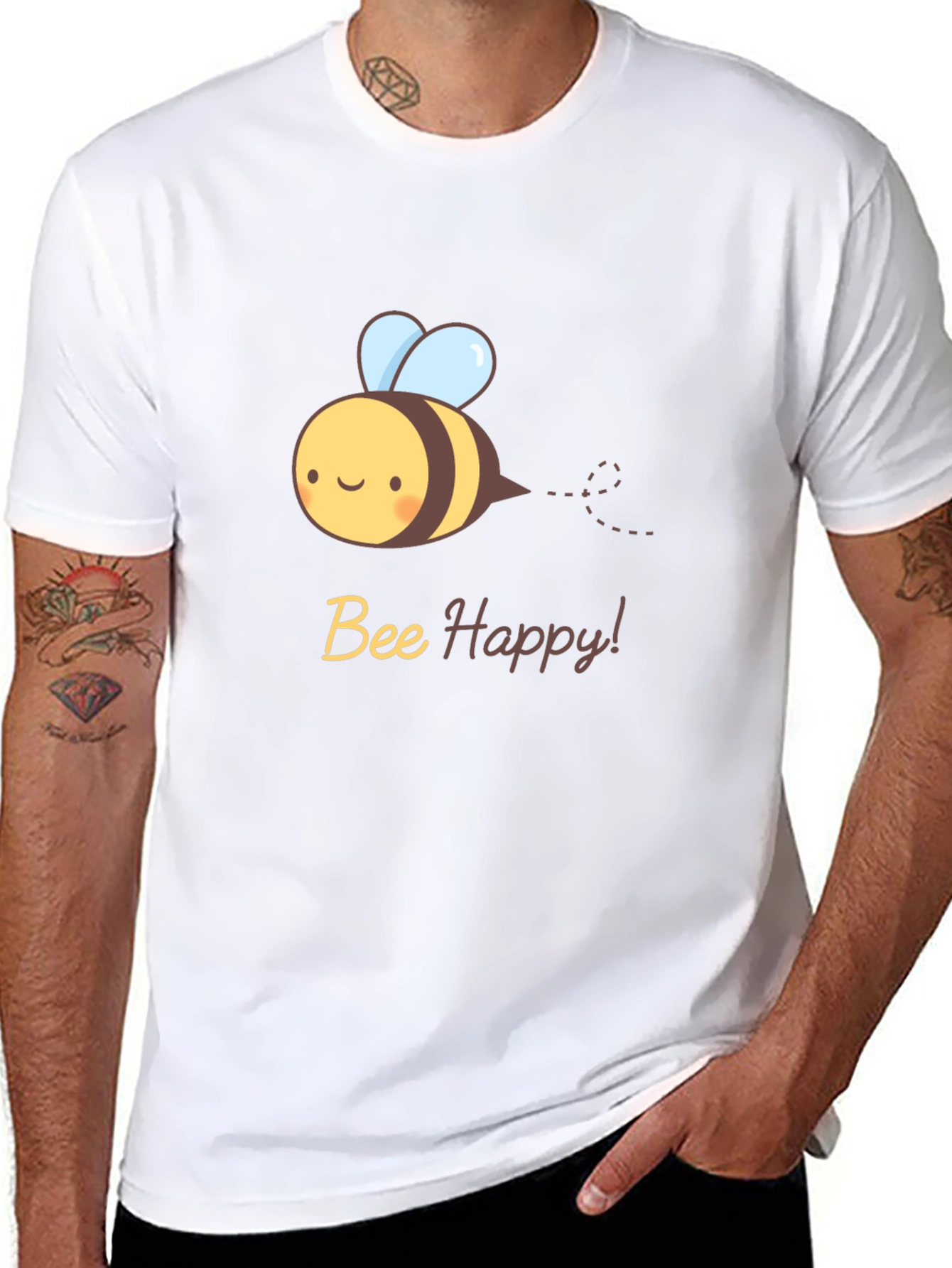 Bee Happy T-Shirt - Cute Cartoon Bee Design
