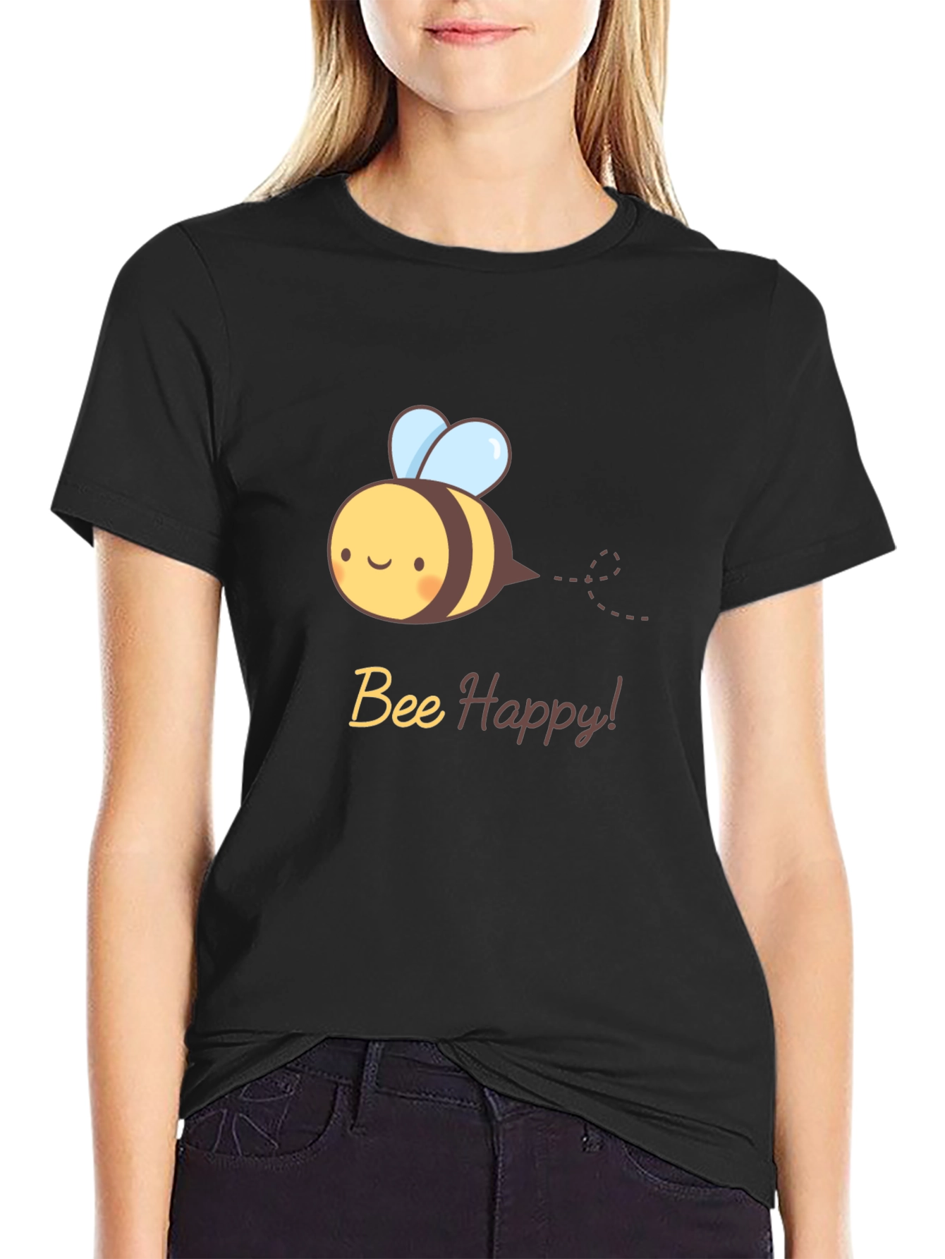 Bee Happy T-Shirt - Cute Cartoon Bee Design