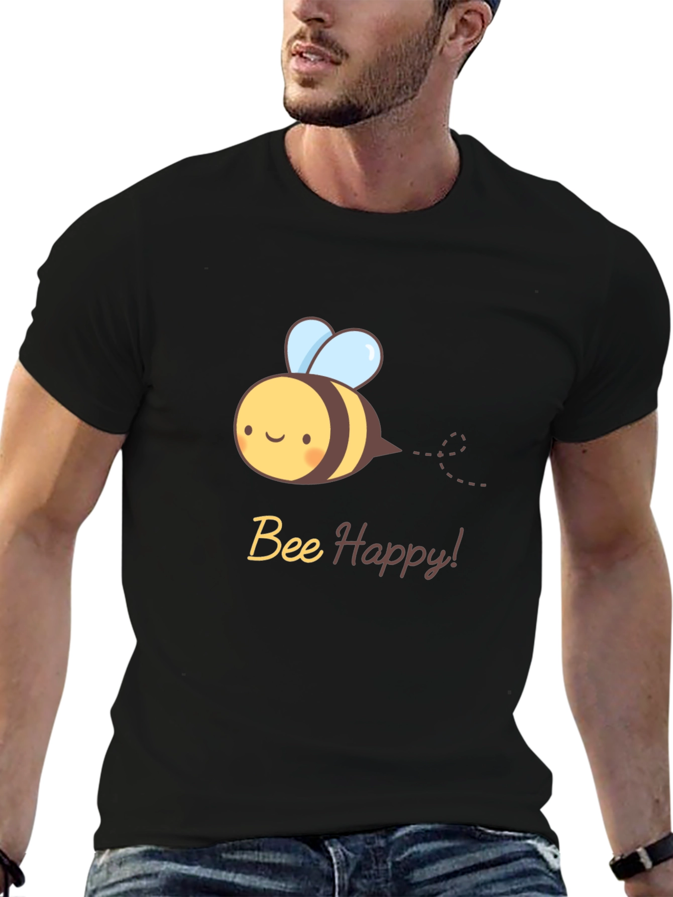 Bee Happy T-Shirt - Cute Cartoon Bee Design