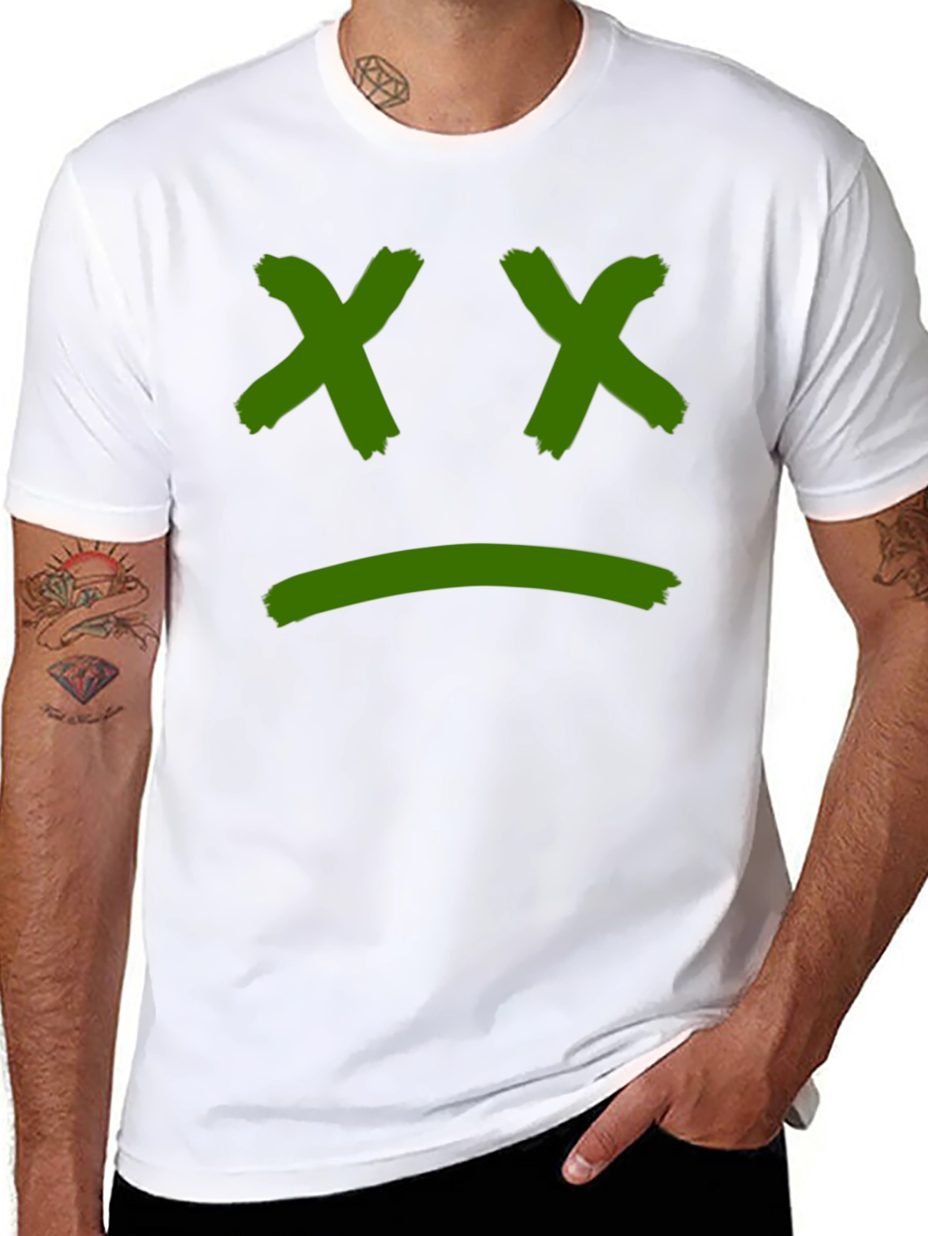 Sad Face Graphic Tee - Black Cotton T-Shirt