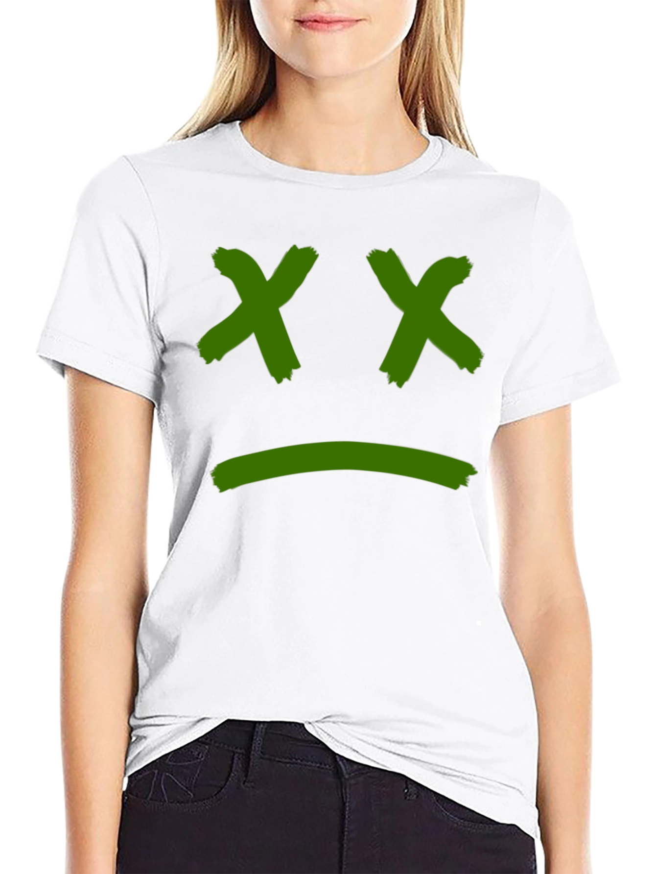 Sad Face Graphic Tee - Black Cotton T-Shirt