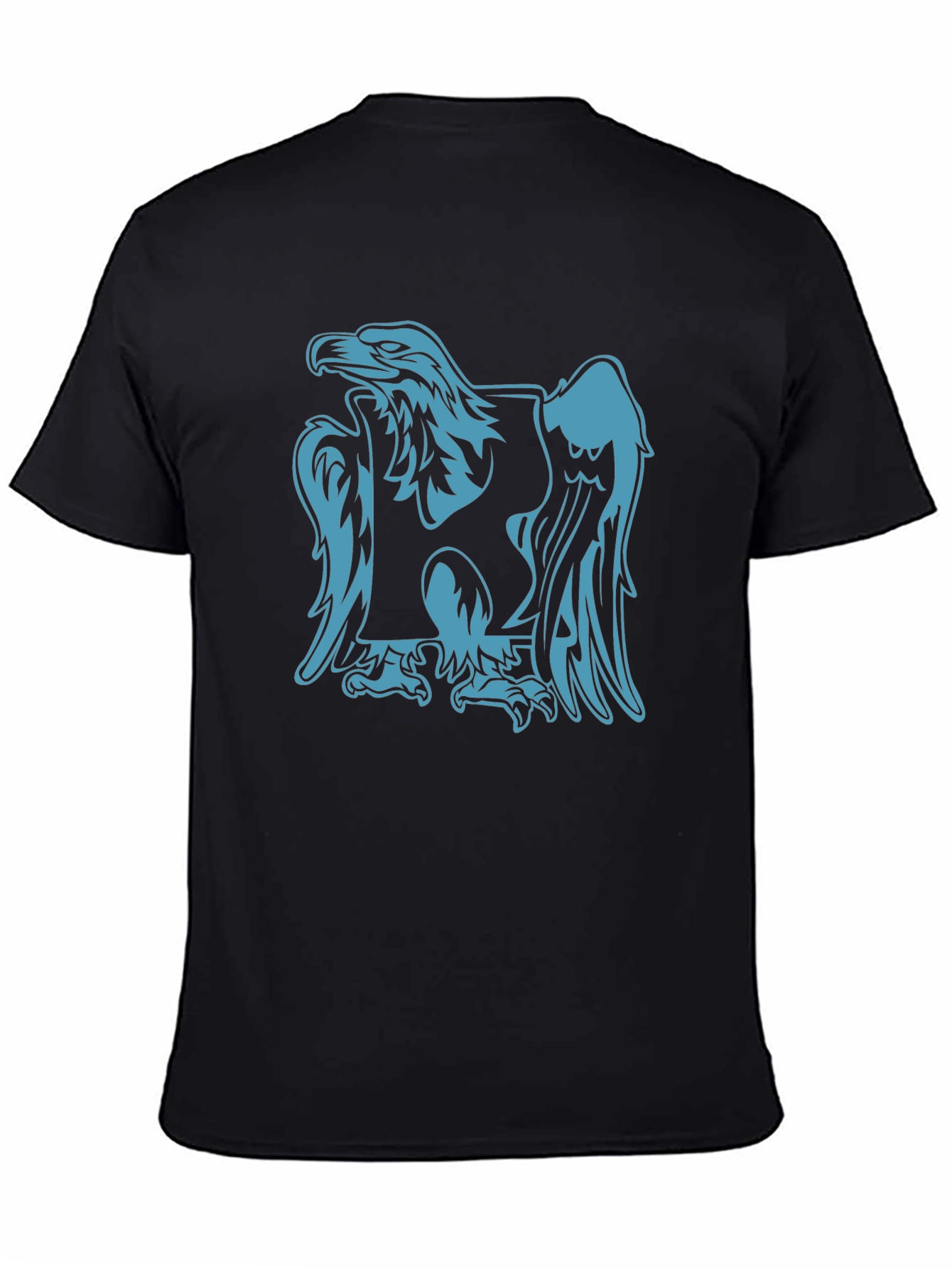 Black Tee with Blue Eagle Graphic