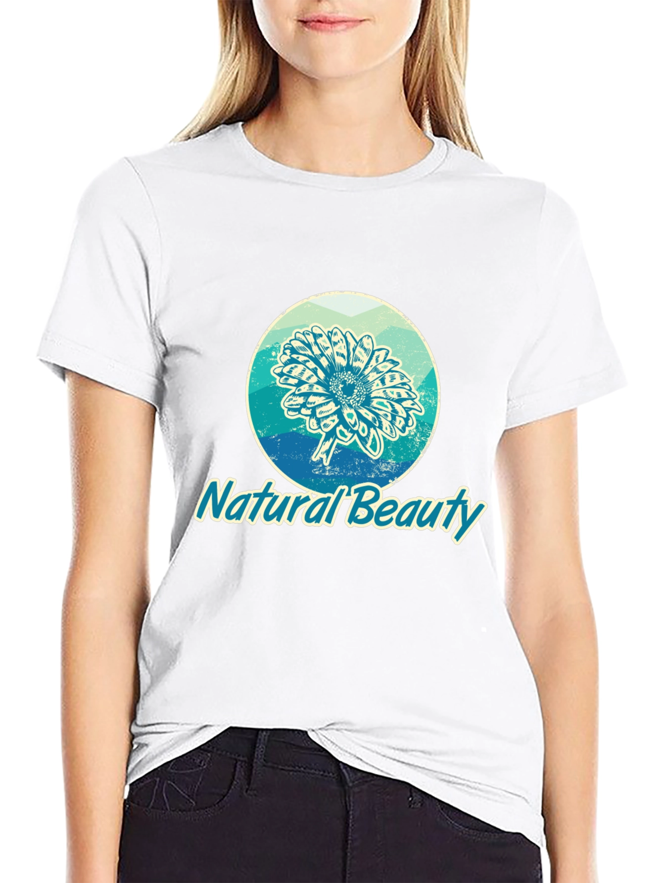Natural Beauty Graphic Print Black T-Shirt
